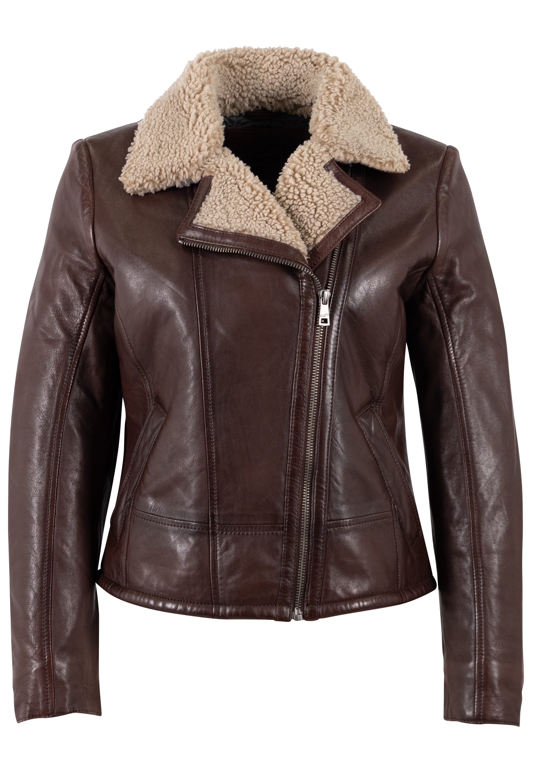 Mauritius Veste en cuir »MWElira« mit Teddyfellkragen