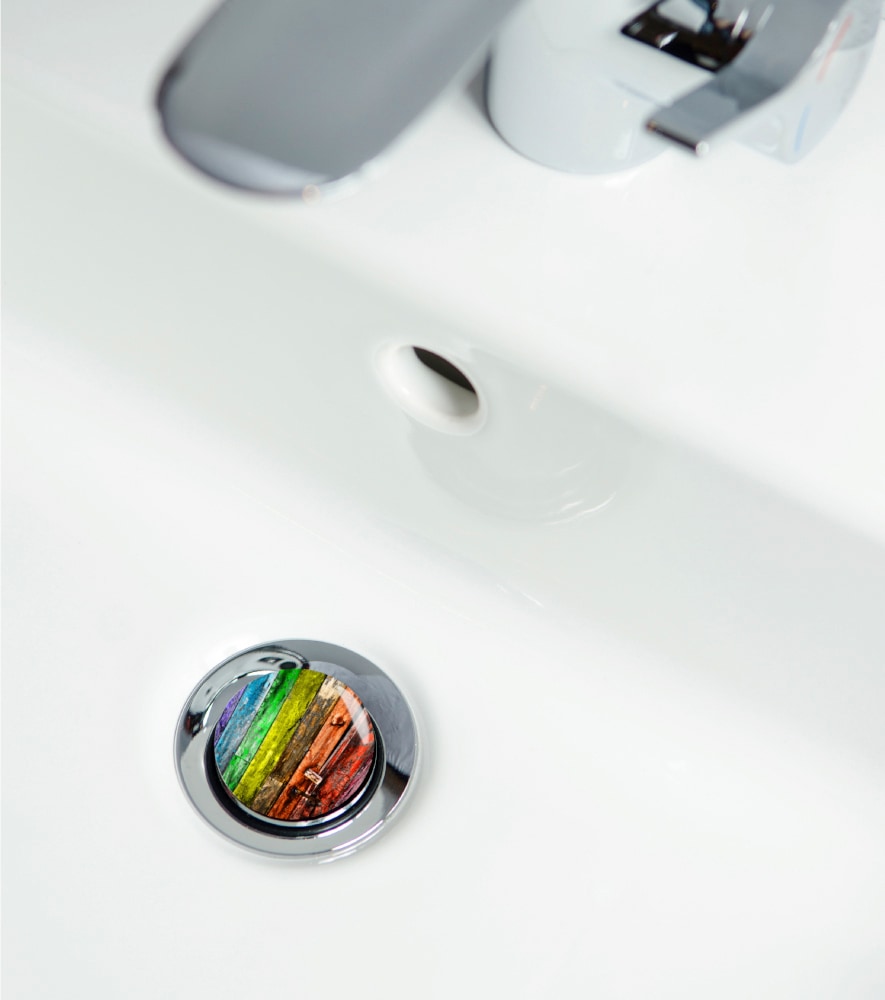 Sanilo Set d'accessoires de salle de bain »Rainbow« bestehend aus WC-Sitz, Badteppich und Waschbeckenstöpsel