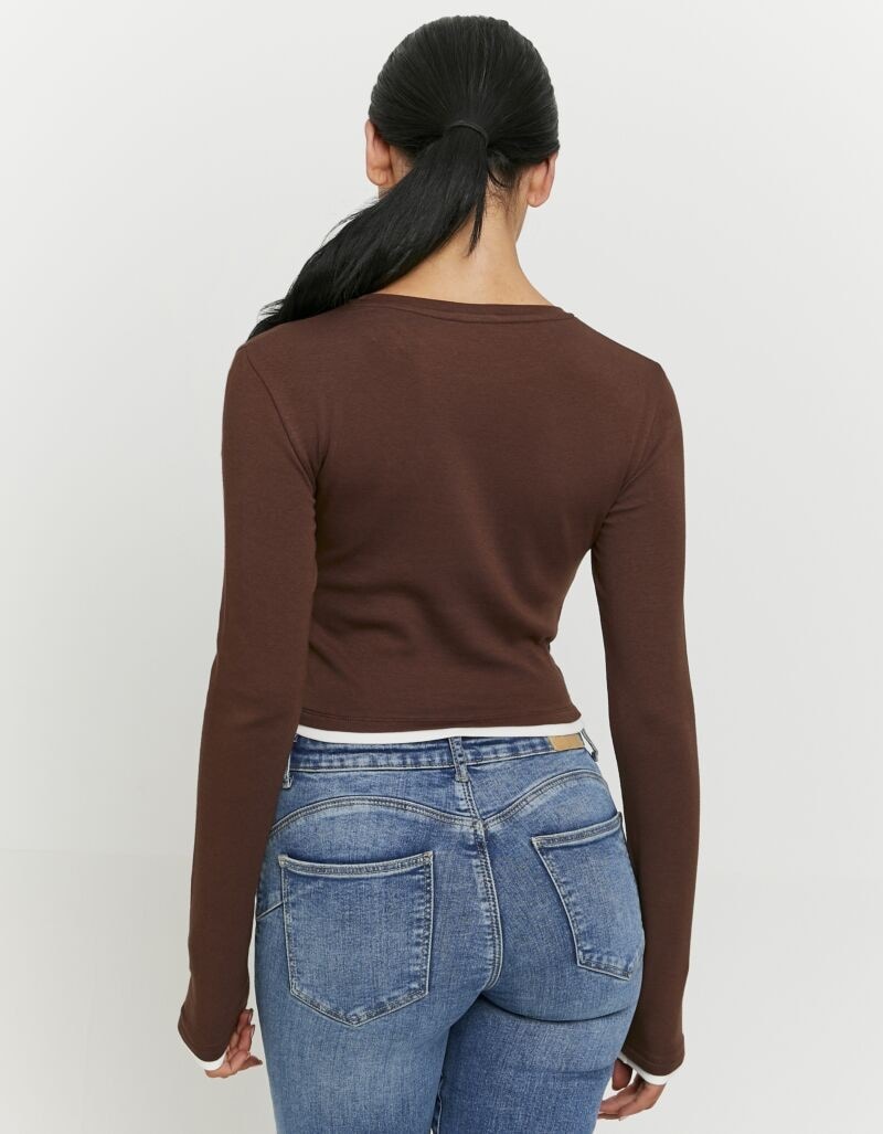 Tally Weijl T-shirt à manches longues »STSCOCUFFA« Baumwollmischung, Basic Shirt, bauchfrei