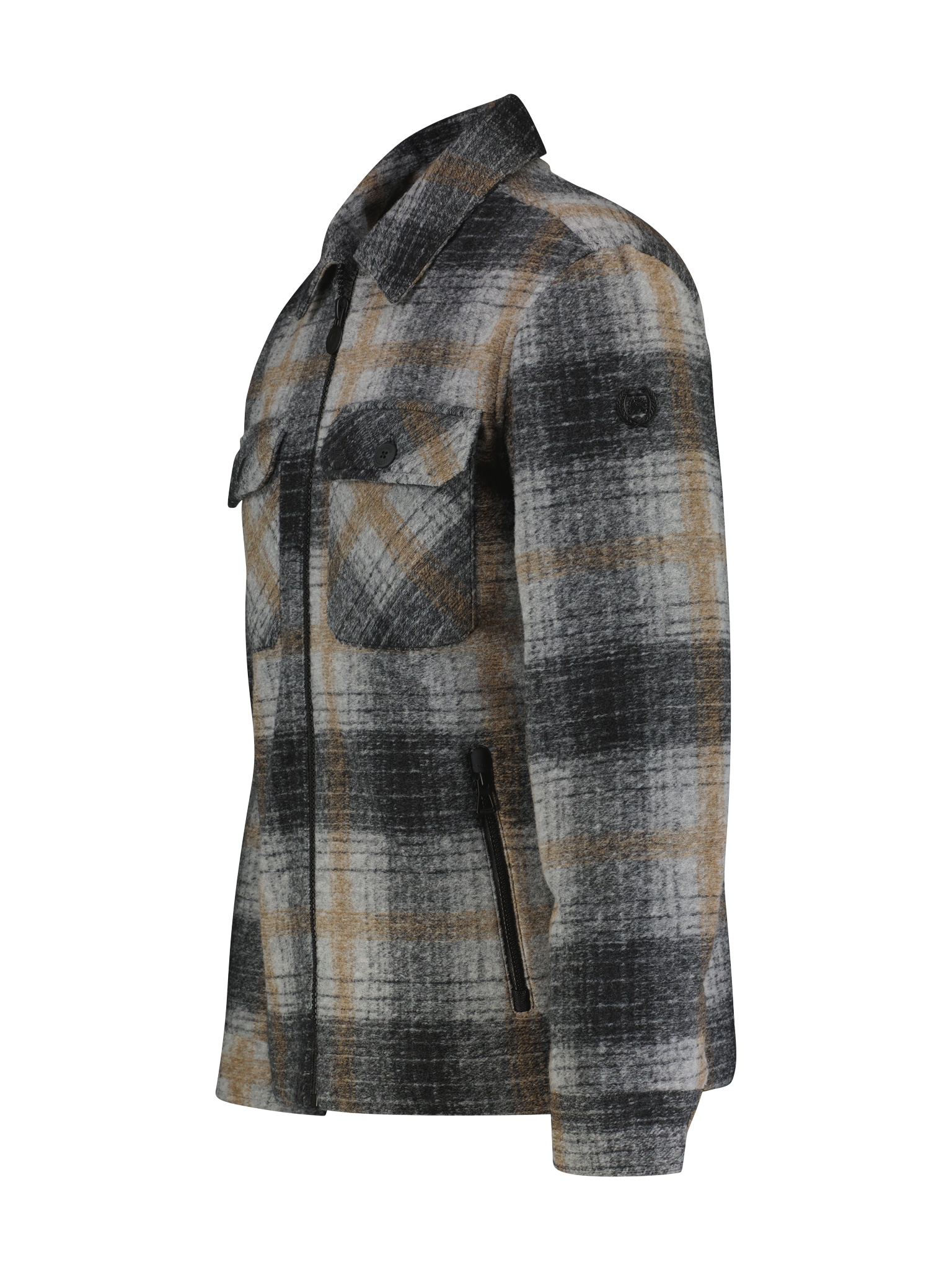 LERROS Blusenjacke ohne Kapuze Overshirt kariert, mit Reissverschluss