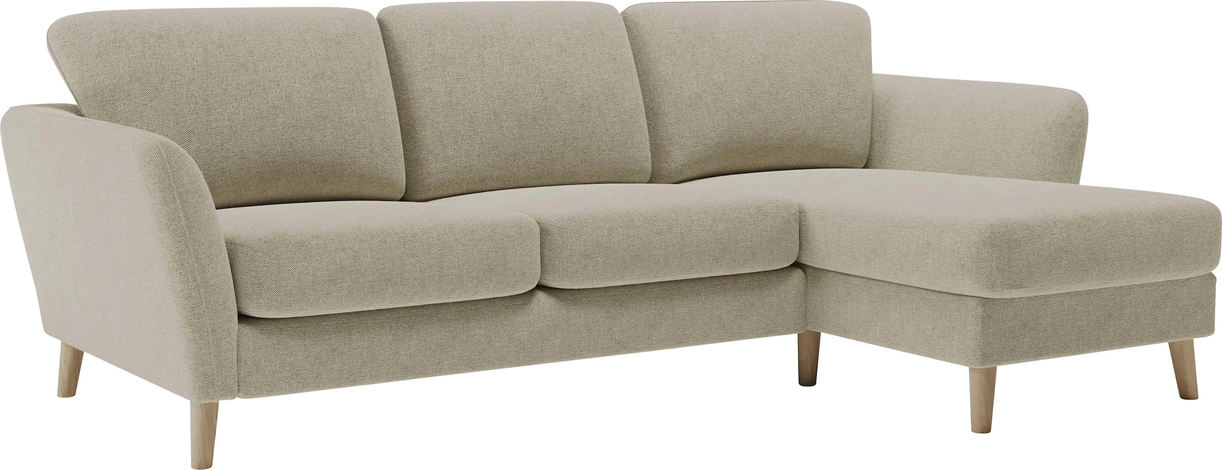 Home affaire Canapé d'angle »MARSEILLE (242/152cm),L-Form, Rec. rechts/links« Massivholzbeine Eiche, Landhausstil, Wellenunterfederung