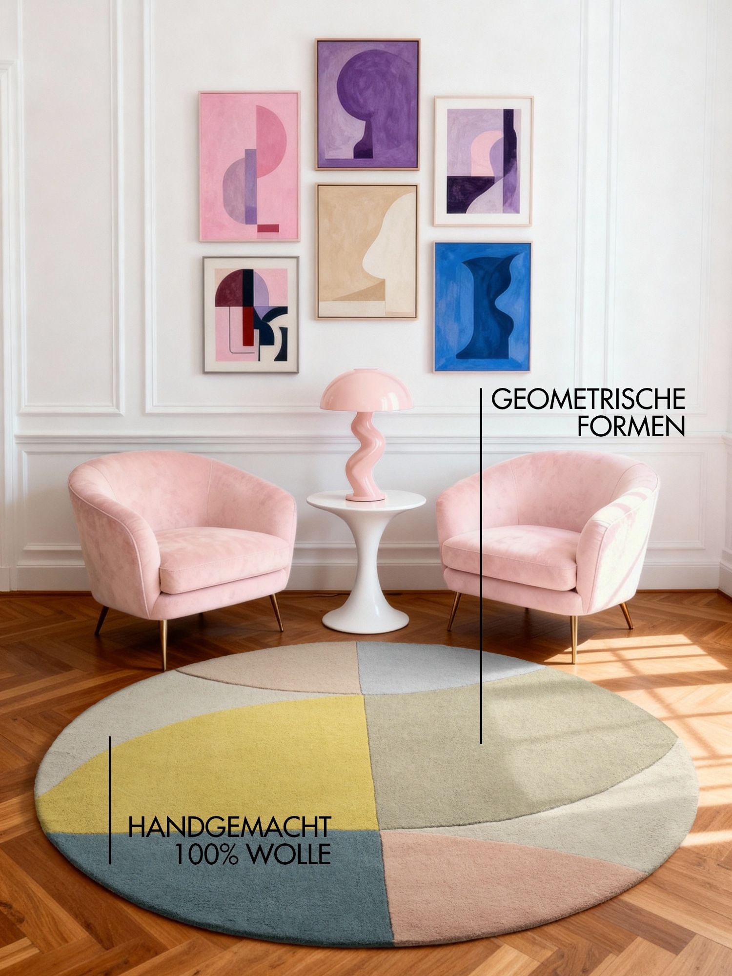 Ted Baker Wollteppich »Savile« rund 17 mm Höhe Wolle, Naturteppich, Handgemacht, Wohnzimmer, Schlafzimmer, bunt