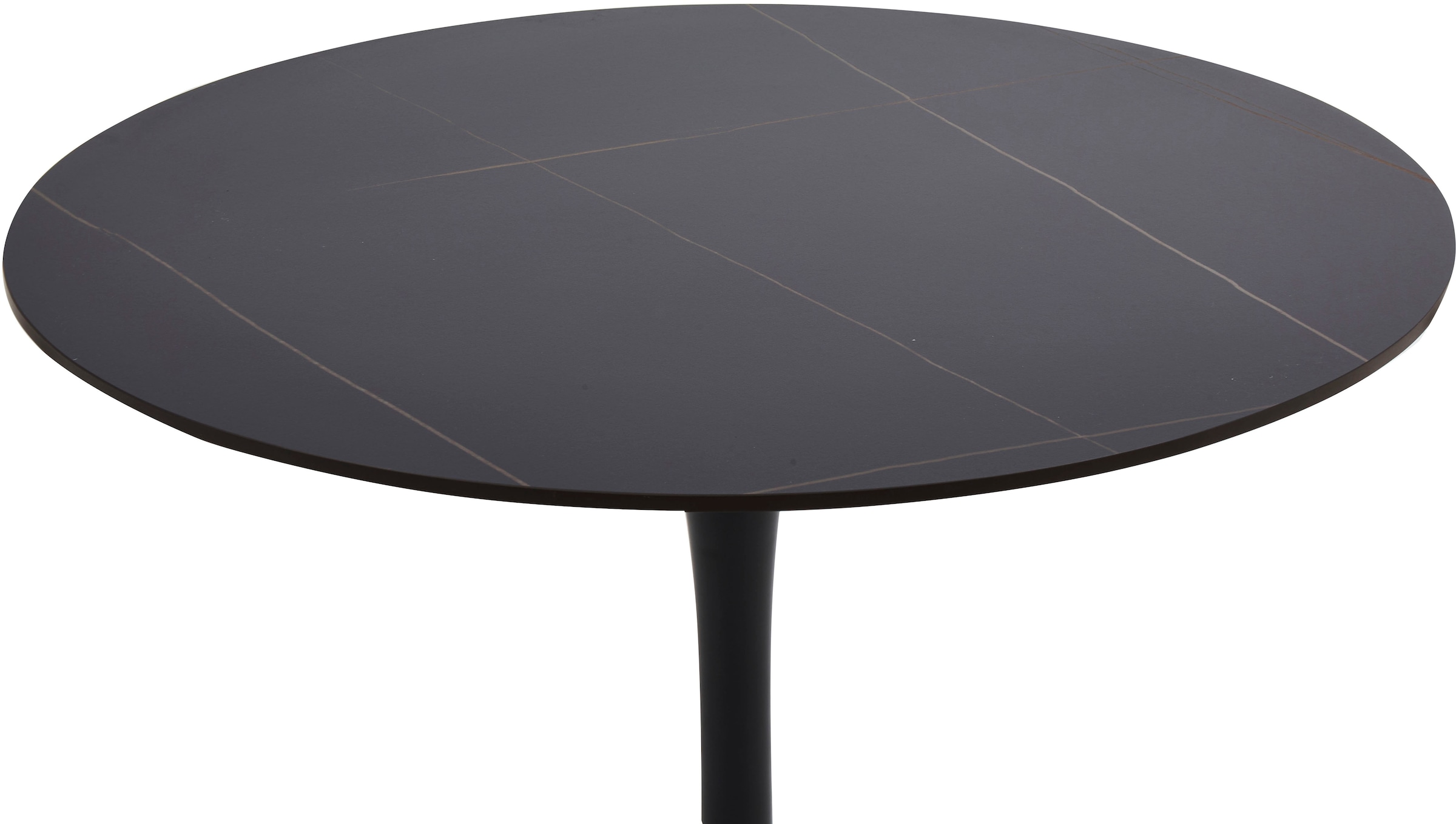 GOODproduct Ensemble de salle à manger »Freya« Ensemble, 4 tlg. Table à manger ronde 90 cm en pierre frittée, cuivre noir avec 3 chaises en velours