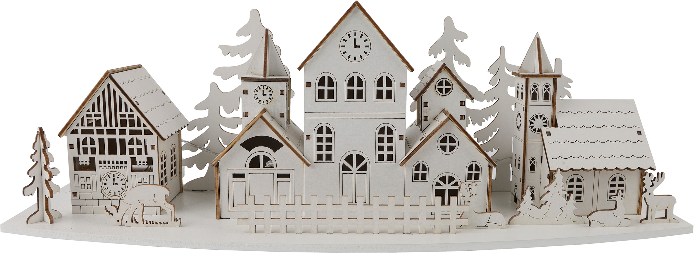GOODproduct Weihnachtsdorf »Weihnachtsszene mit LED« kabellos, aus Holz