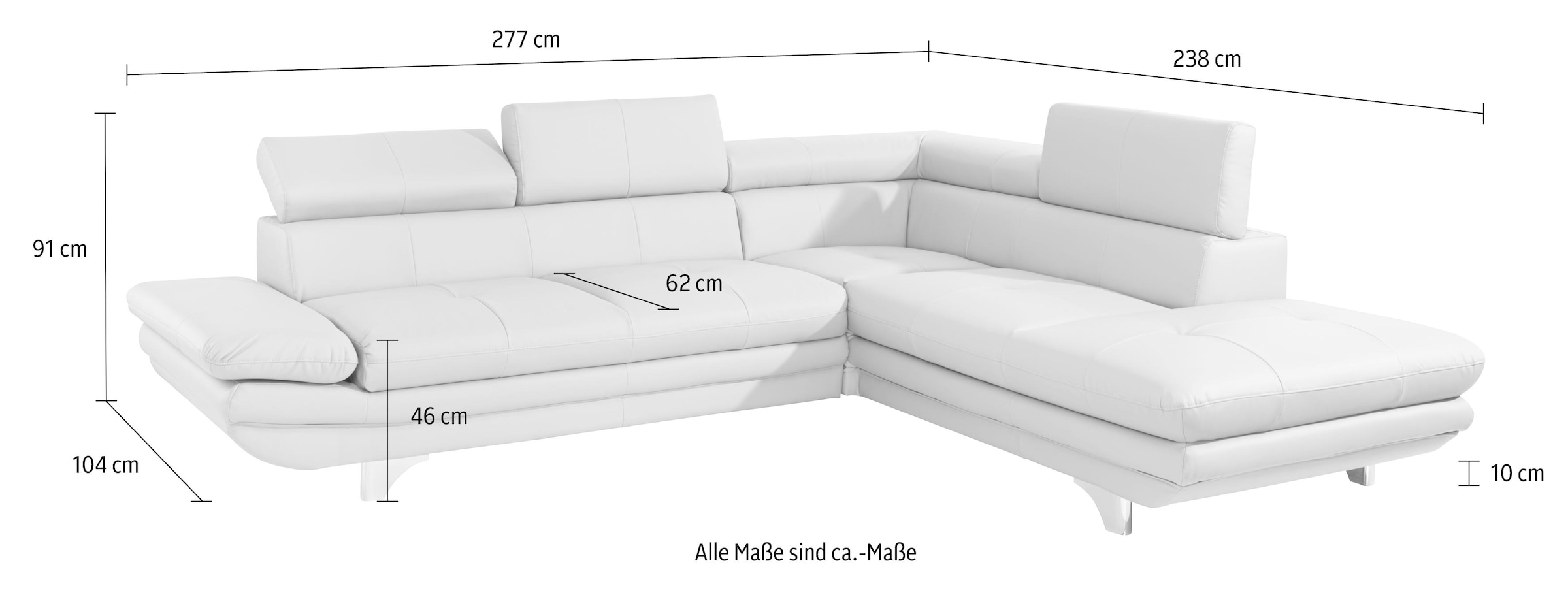 COTTA Ecksofa »Enterprise L-Form, B: 277 cm« Arm- & Kopfteilverstellung, optional Bettfunktion