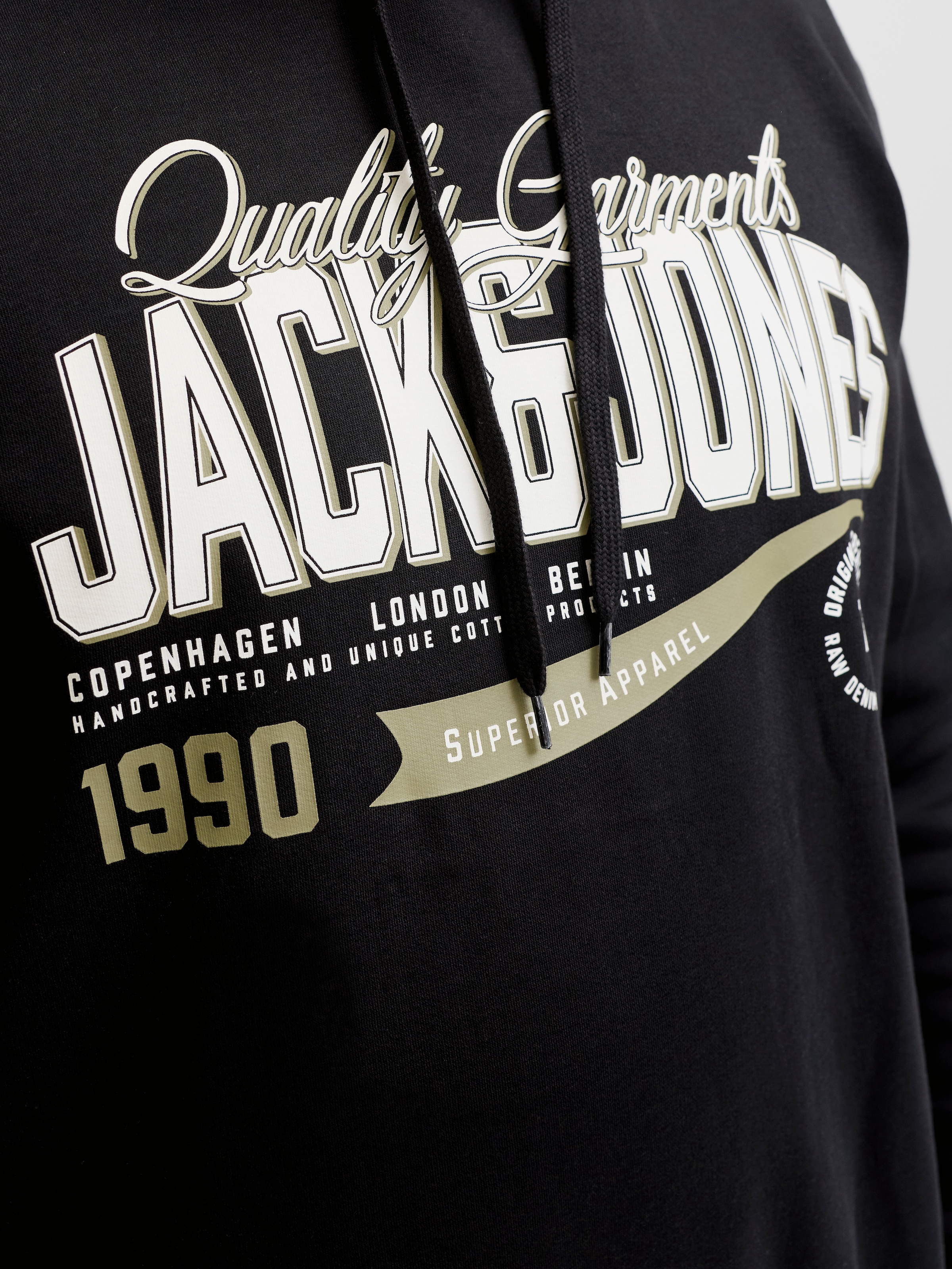 Jack & Jones PlusSize Sweat à capuche »JJELOGO SWEAT HOOD 2 COL AW26 SN PLS«, mélange coton, coupe normale
