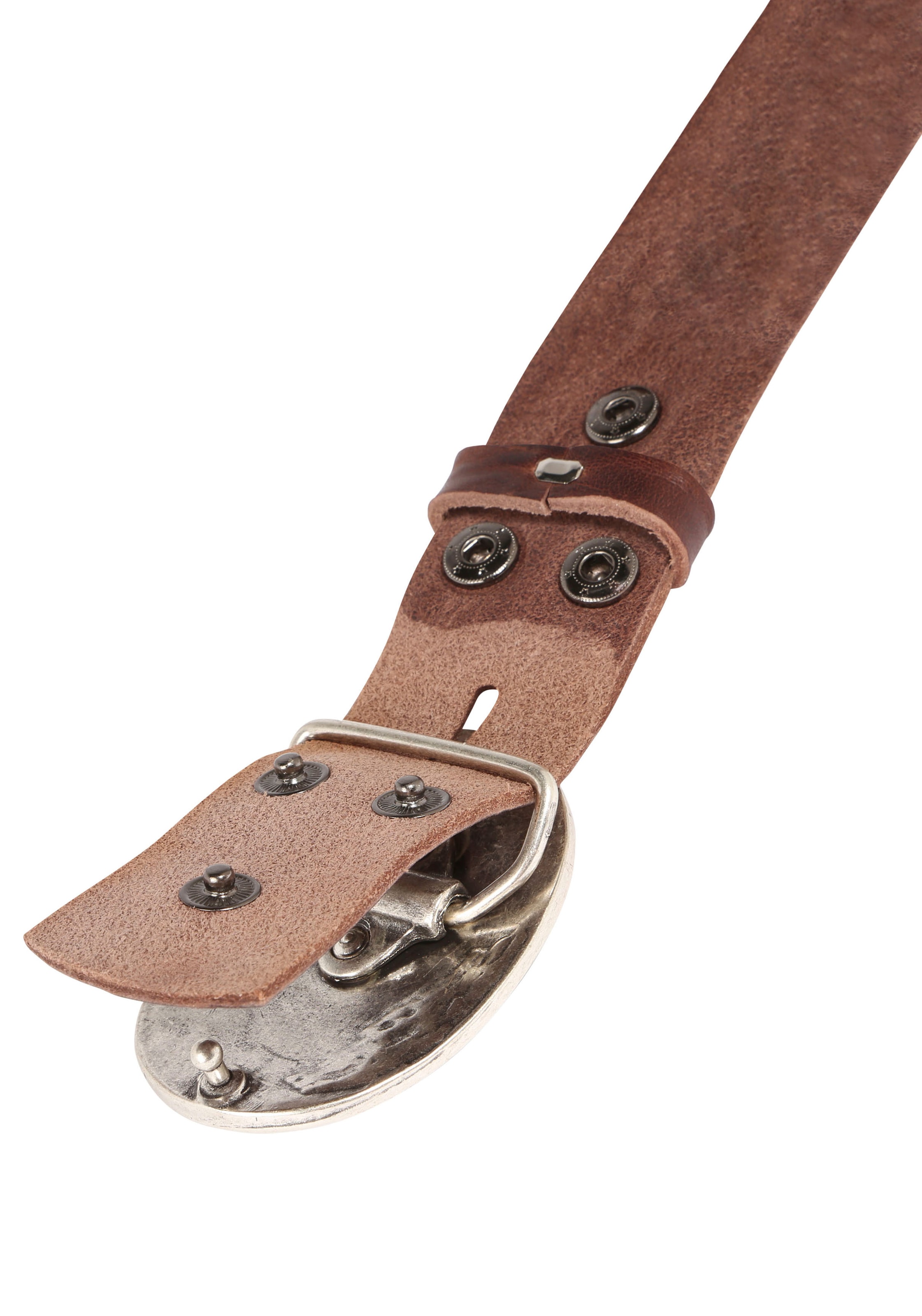 Rettungsring Gürtel Ledergürtel mit austauschbarer Schliesse »Oval Gewölbt Silber«