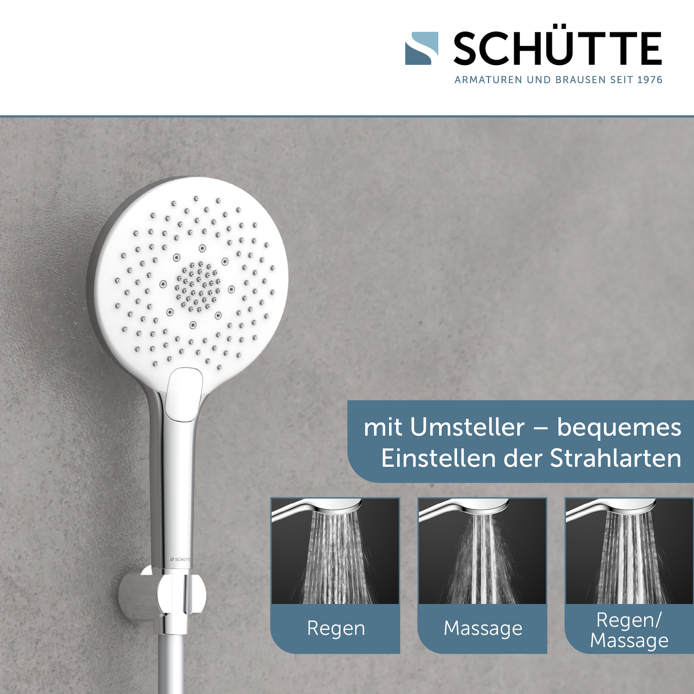 Schütte Douchette à main »SUMATRA« réglable en 3 positions, avec picots anti-calcaire, économie d’eau, rond