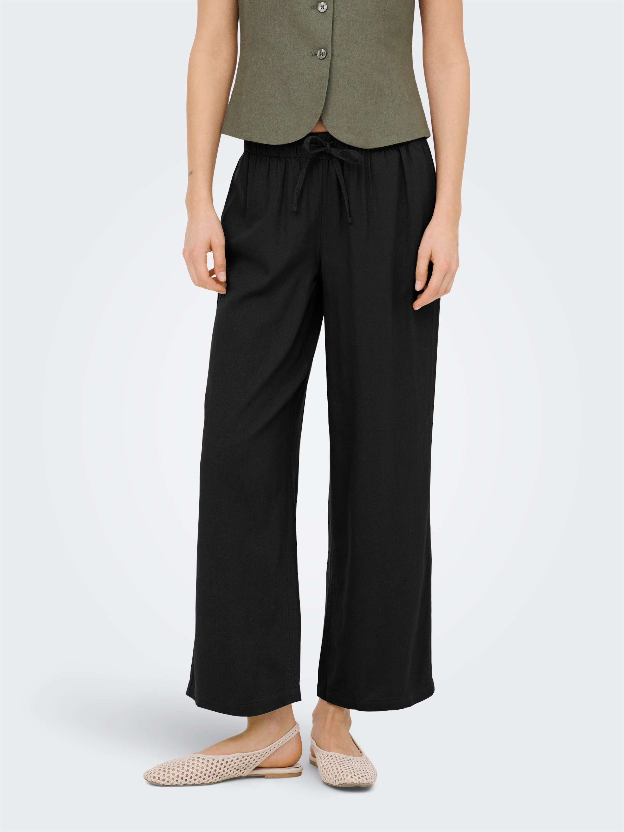 ONLY Jupe-culotte »ONLGOA MW LIN BL PULL-UP CULOTTE CC PNT«  mit Leinen