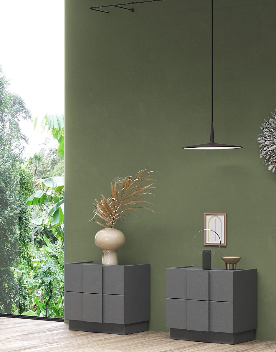 Home affaire Nachtschrank »Jupiter, Nachtkommode (2-St), Nachttisch, Nachtkonsole, 2 Schubladen« Spar-Set, 2 Stk. tlg. B/T/H 50/42/52 cm, moderne Griffblende, trendiges Steingrau, kompakt