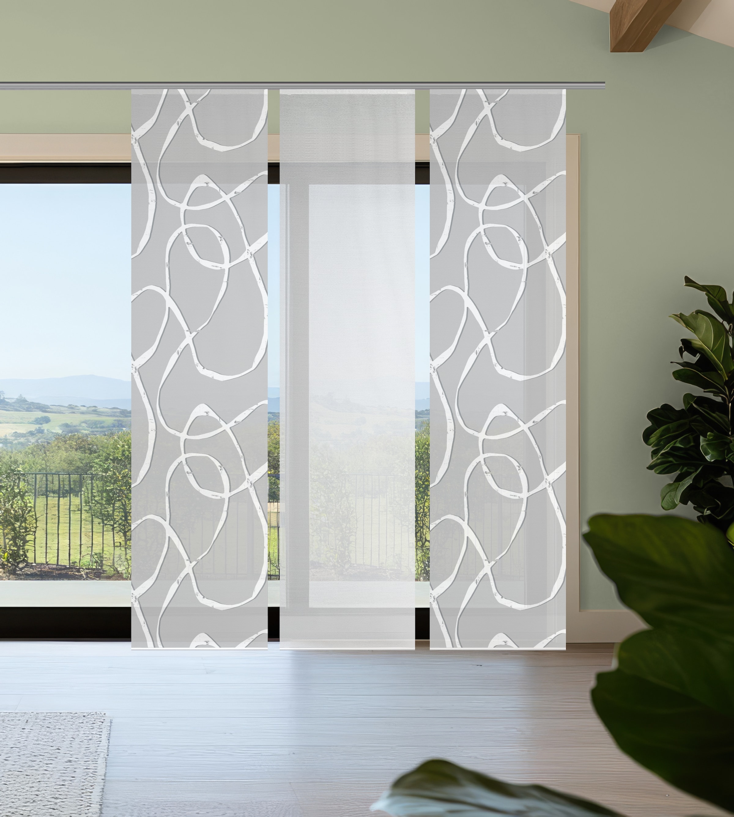 Vision S Rideau coulissant »OPHELIA« Support de panneau 3 cuis tlg. rideau coulissant, aspect bambou, impression numérique, ENSEMBLE