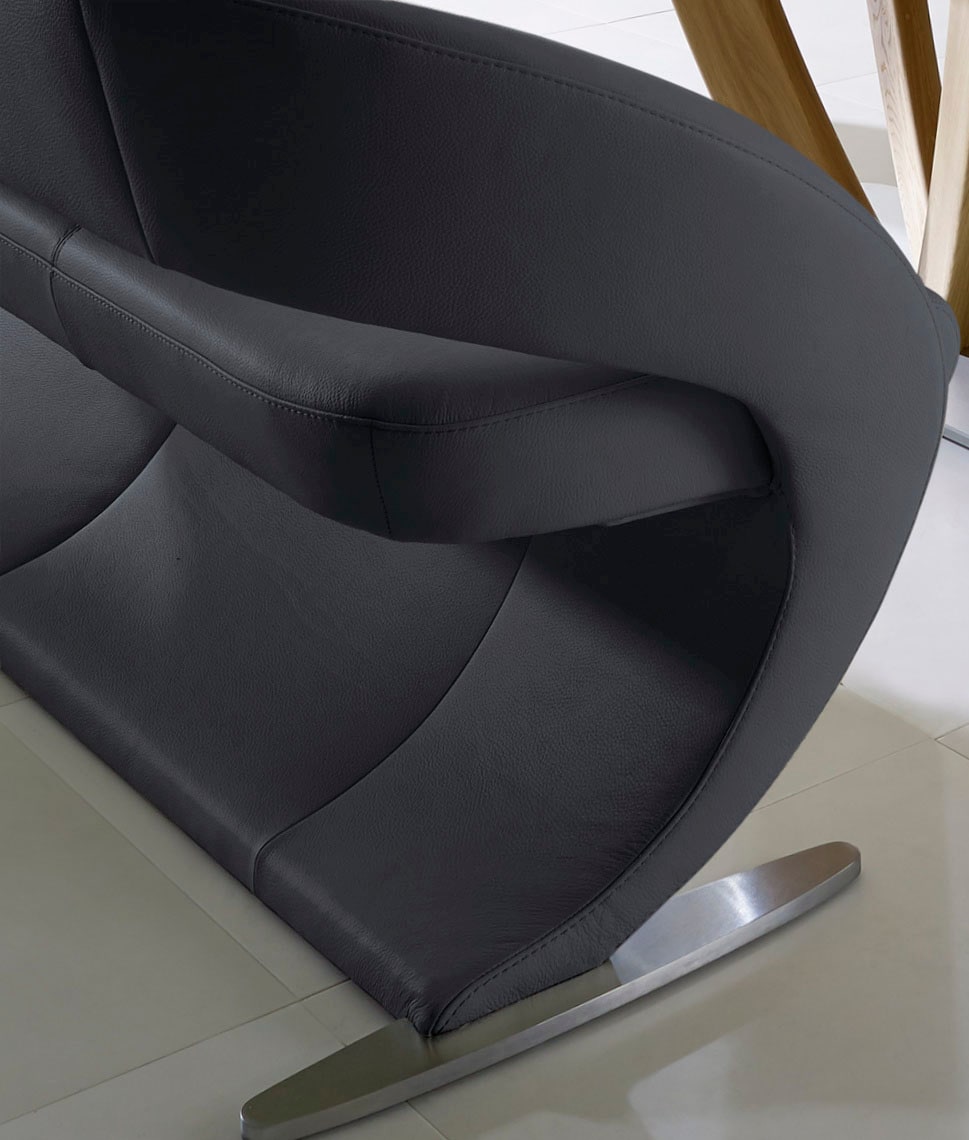 K+W Komfort & Wohnen Banc de salle à manger »Wave, Polsterbank« à design courbé avec patin métallique