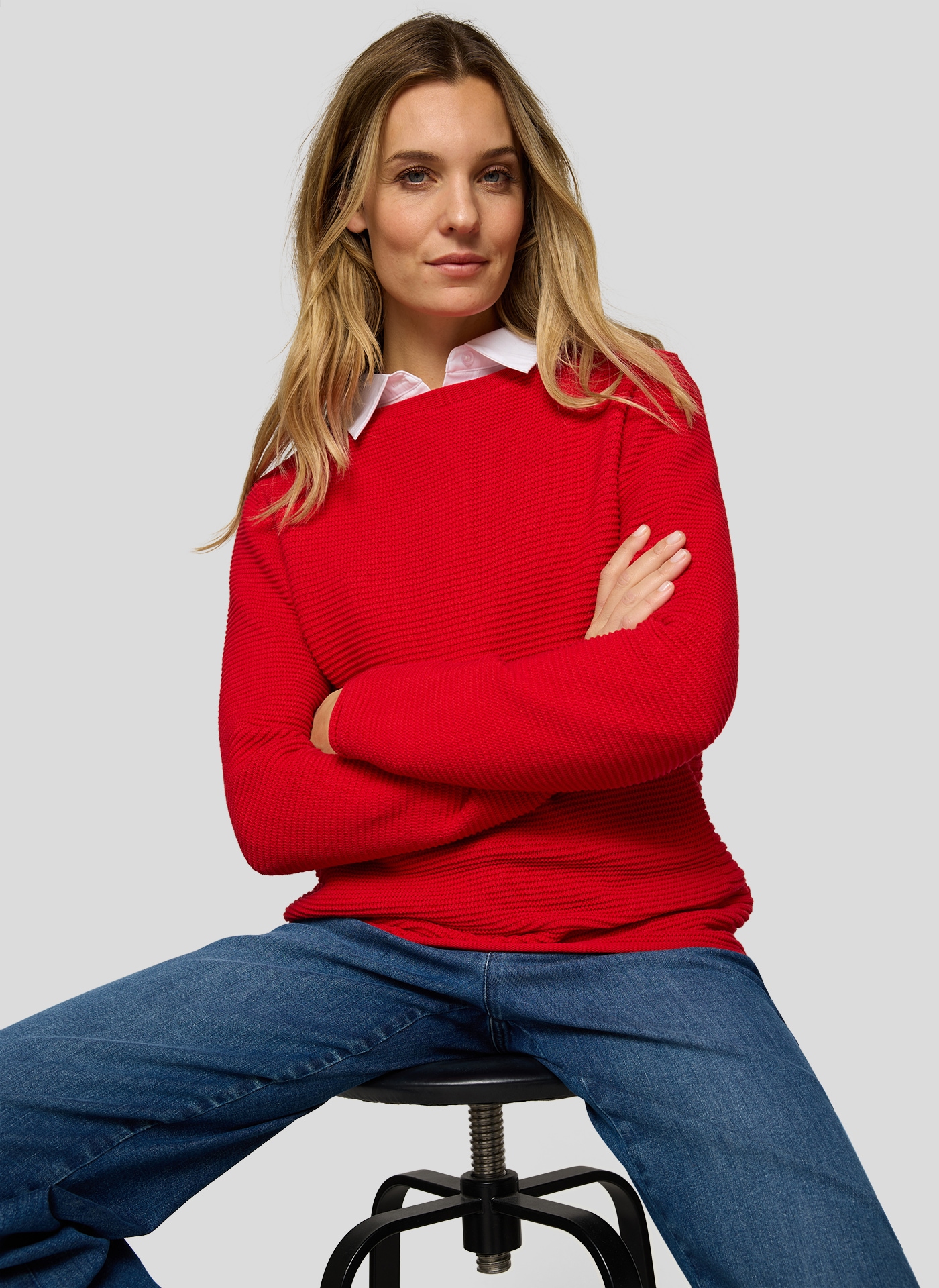Rabe Pull en tricot en motif côtelé à rayures