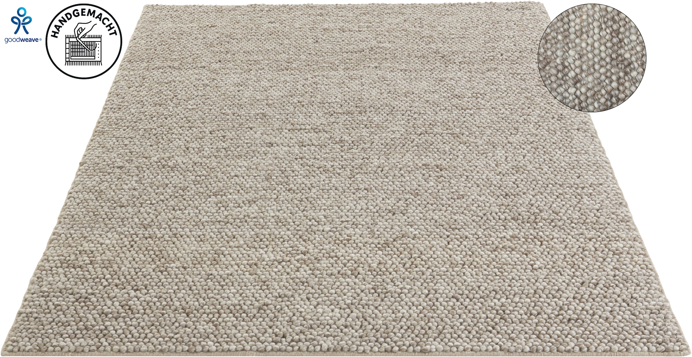 LeGer Home by Lena Gercke Tapis en laine »Ainhoa, handgewebt, Wolle« Rectangulaire 12 mm Höhe einfarbig, Wolle, Teppich, Wohnzimmer, Schlafzimmer, Esszimmer