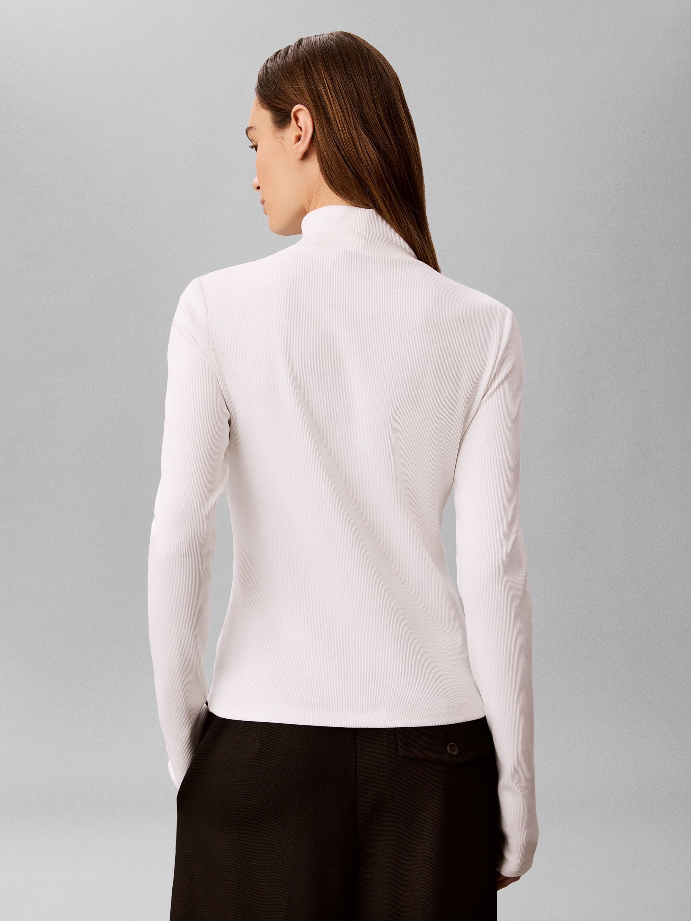 Calvin Klein Jeans Haut de chemise »LS WOVEN LABEL TURTLENECK« Mit Rundhalsausschnitt, regular fit