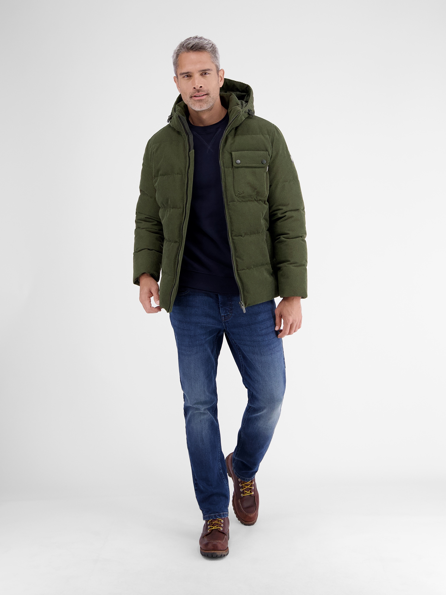 LERROS Veste d'hiver »Herren Steppjacke in funktionaler Cord-Optik« mit Kapuze