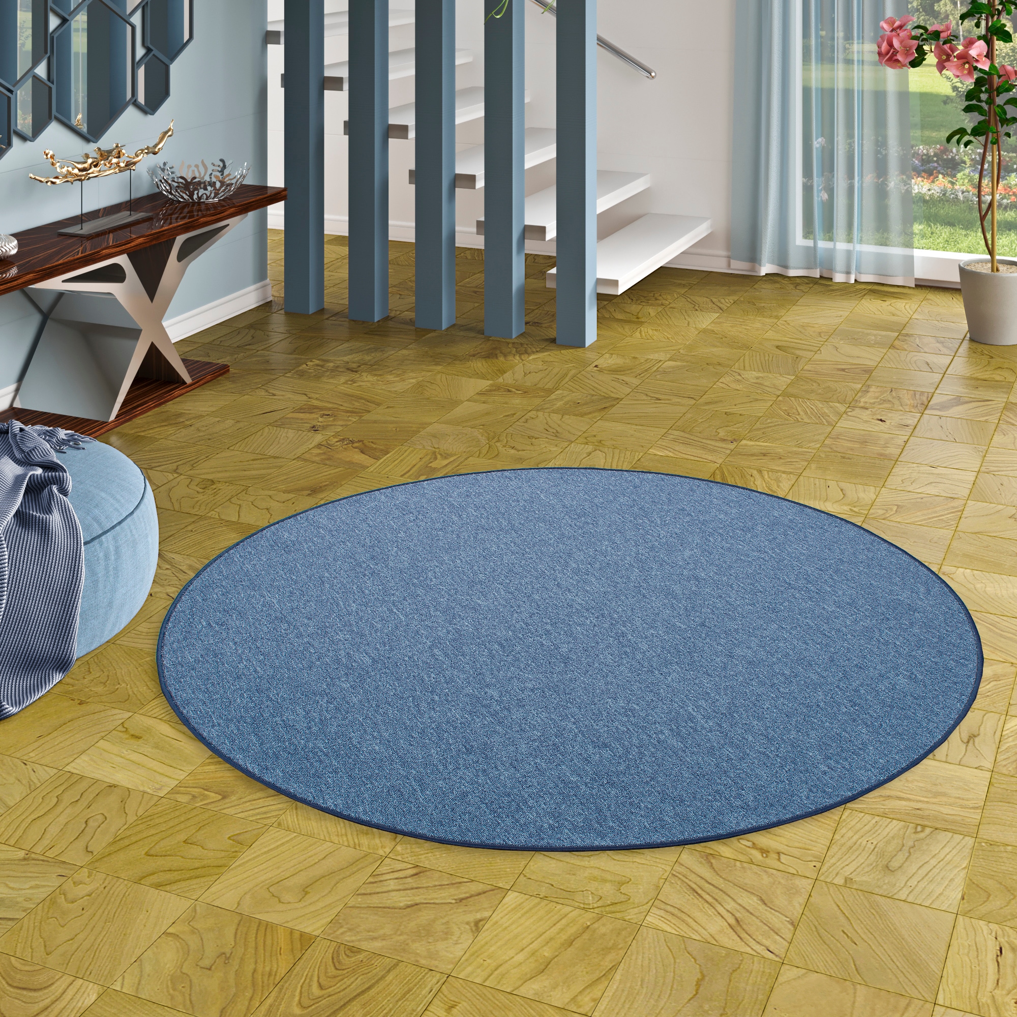 my home Teppich »Fortis, Schlinge, Made in Netherlands« rund 5 mm Höhe Uni Farben, gekettelt, strapazierfähig, Wohnzimmer