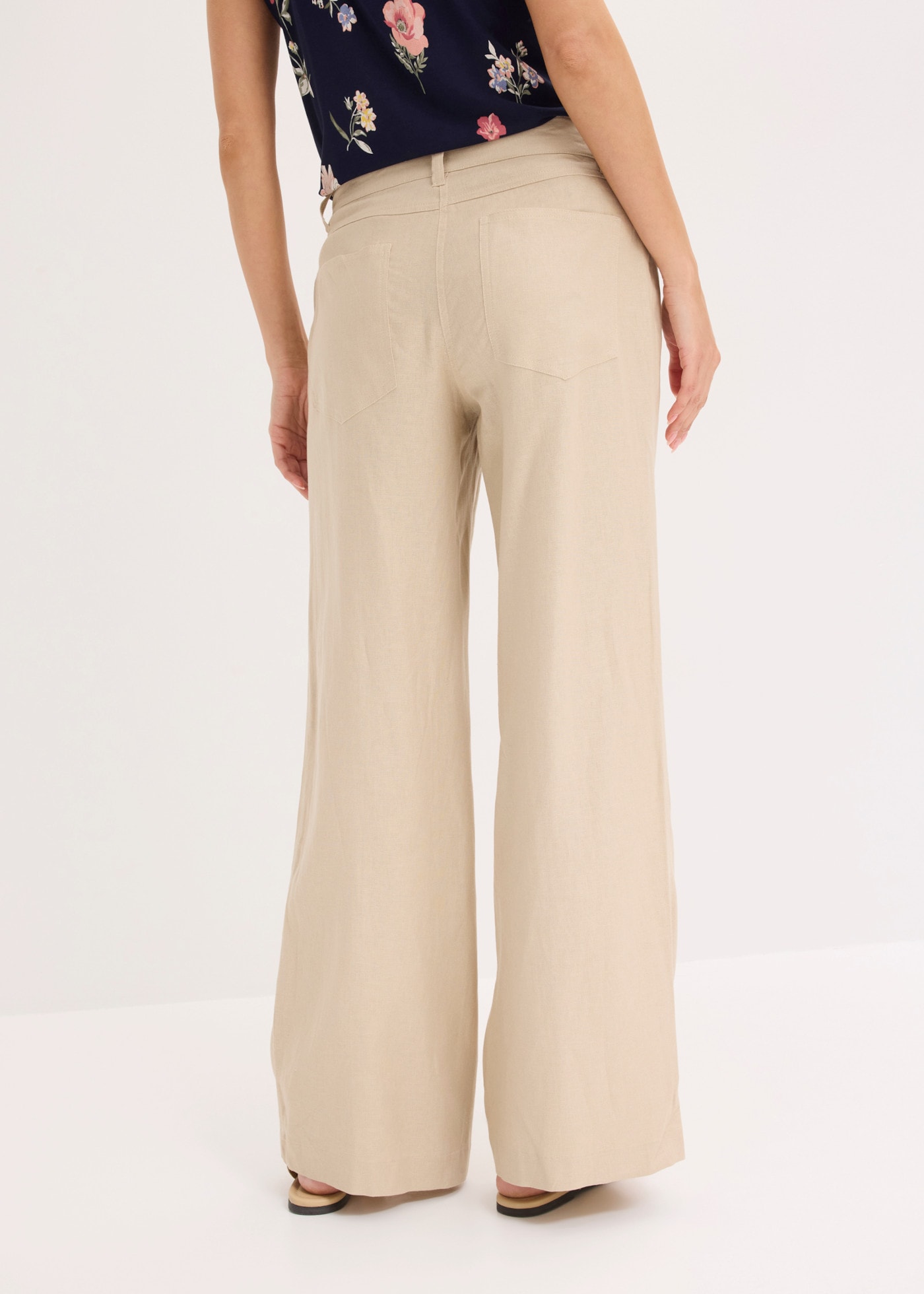 bonprix Pantalon palazzo  aus Leinen und Viskose, Loose Fit, eleganter Stil