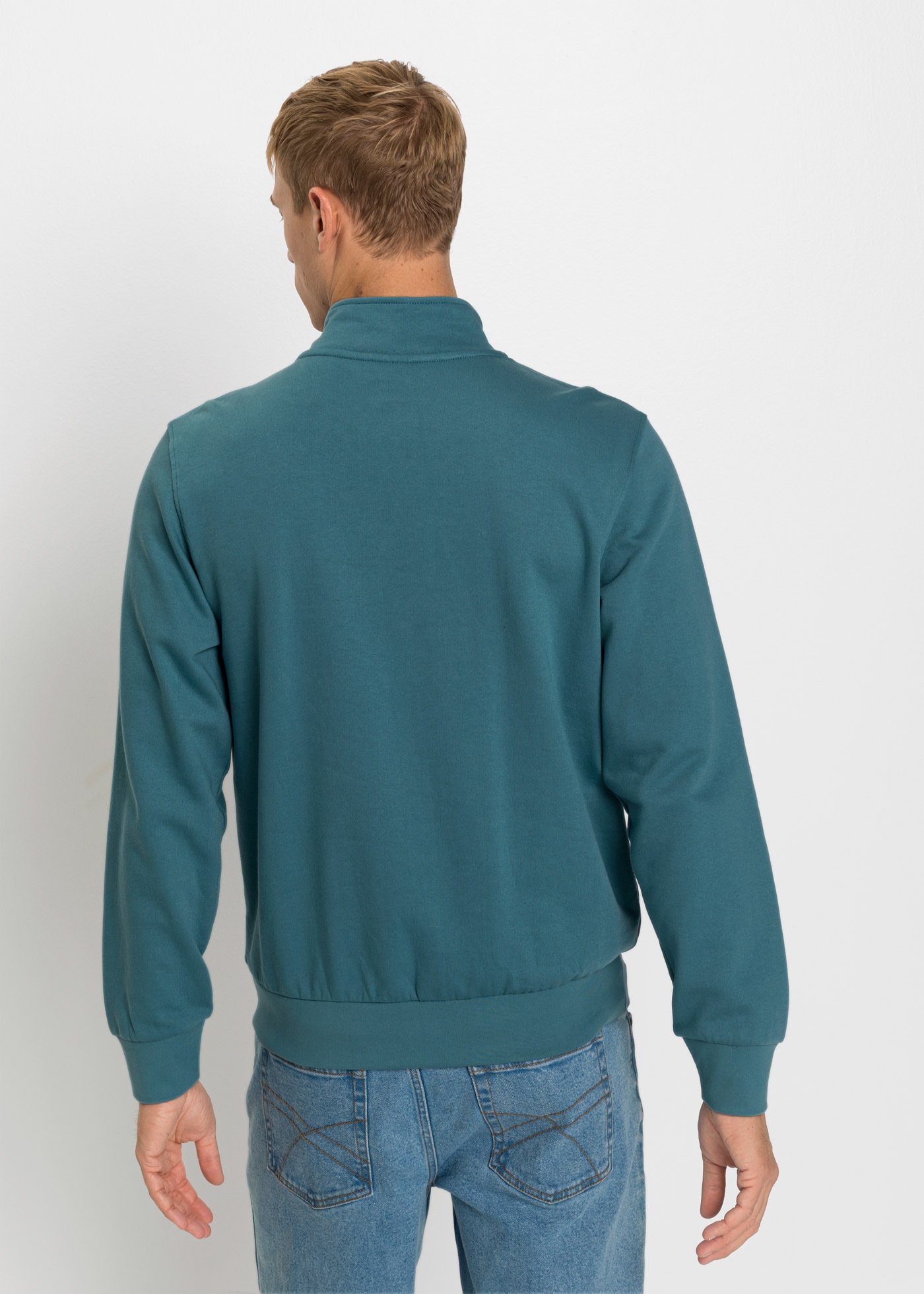 bonprix Sweat-shirt »Sweatshirt mit Troyerkragen«, avec col montant et fermeture éclair courte, Regular Fit, uni
