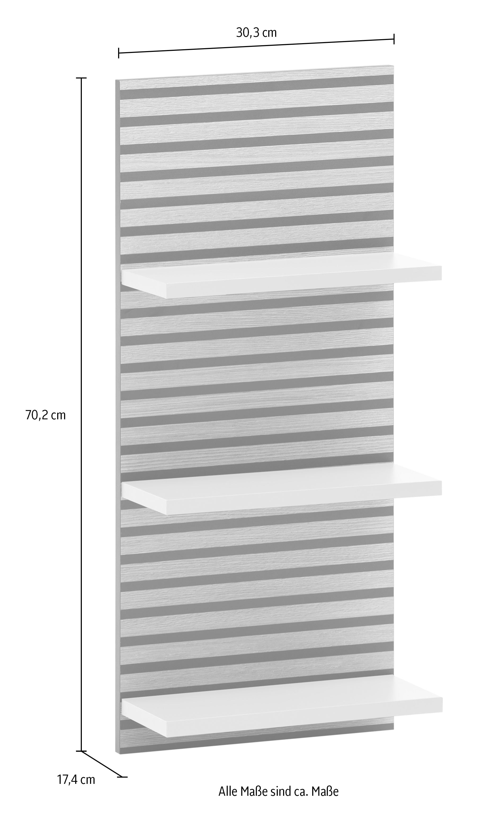 welltime Wandregal »Katta, Breite 30 cm« Drei Ablageböden, Rückwand in Akustikoptik