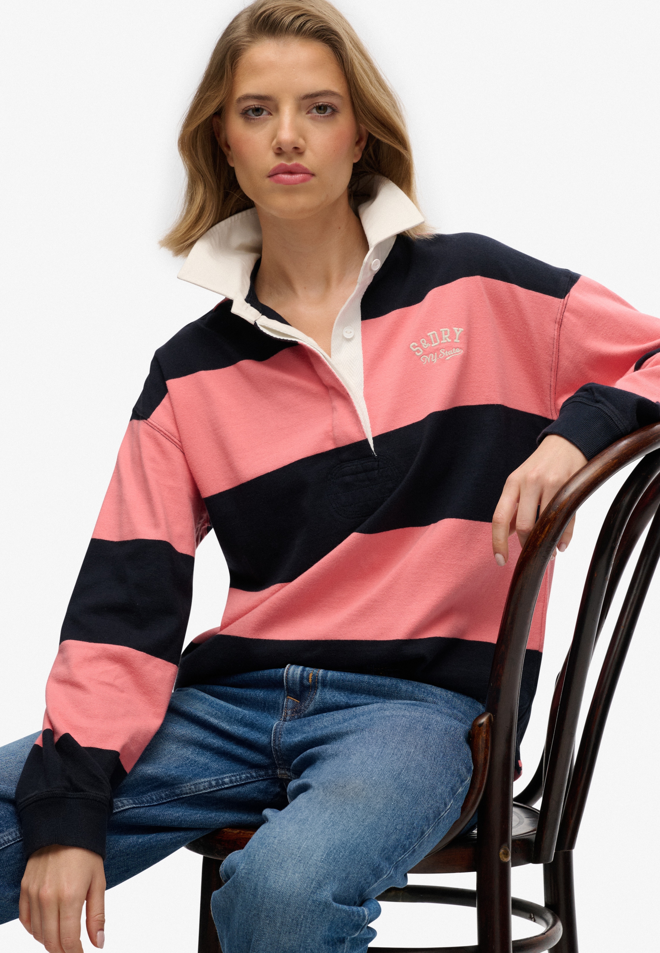 Superdry Langarm-Poloshirt »HERITAGE STRIPE RUGBY TOP«