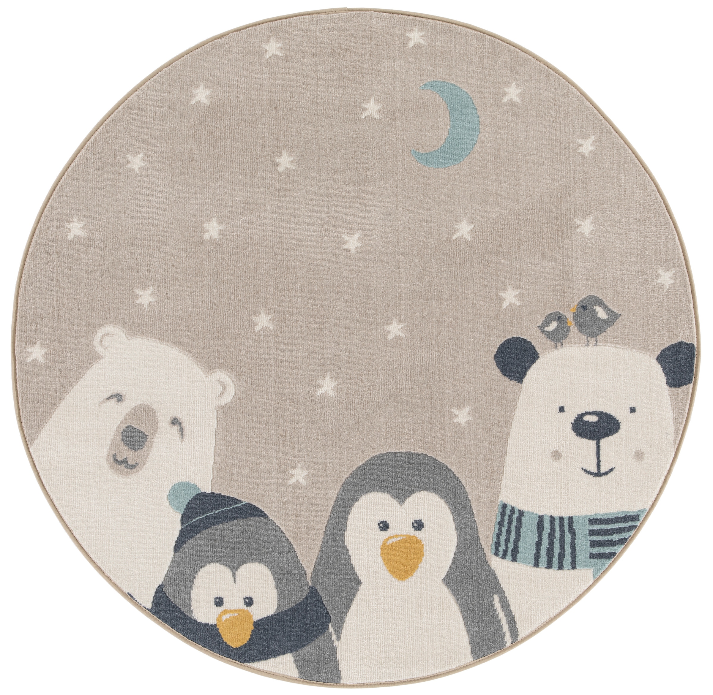 Primaflor-Ideen in Textil Tapis pour enfants »COCOON - Sternenfreunde« Rond 6 mm Höhe poils courts, motif animaux & étoiles