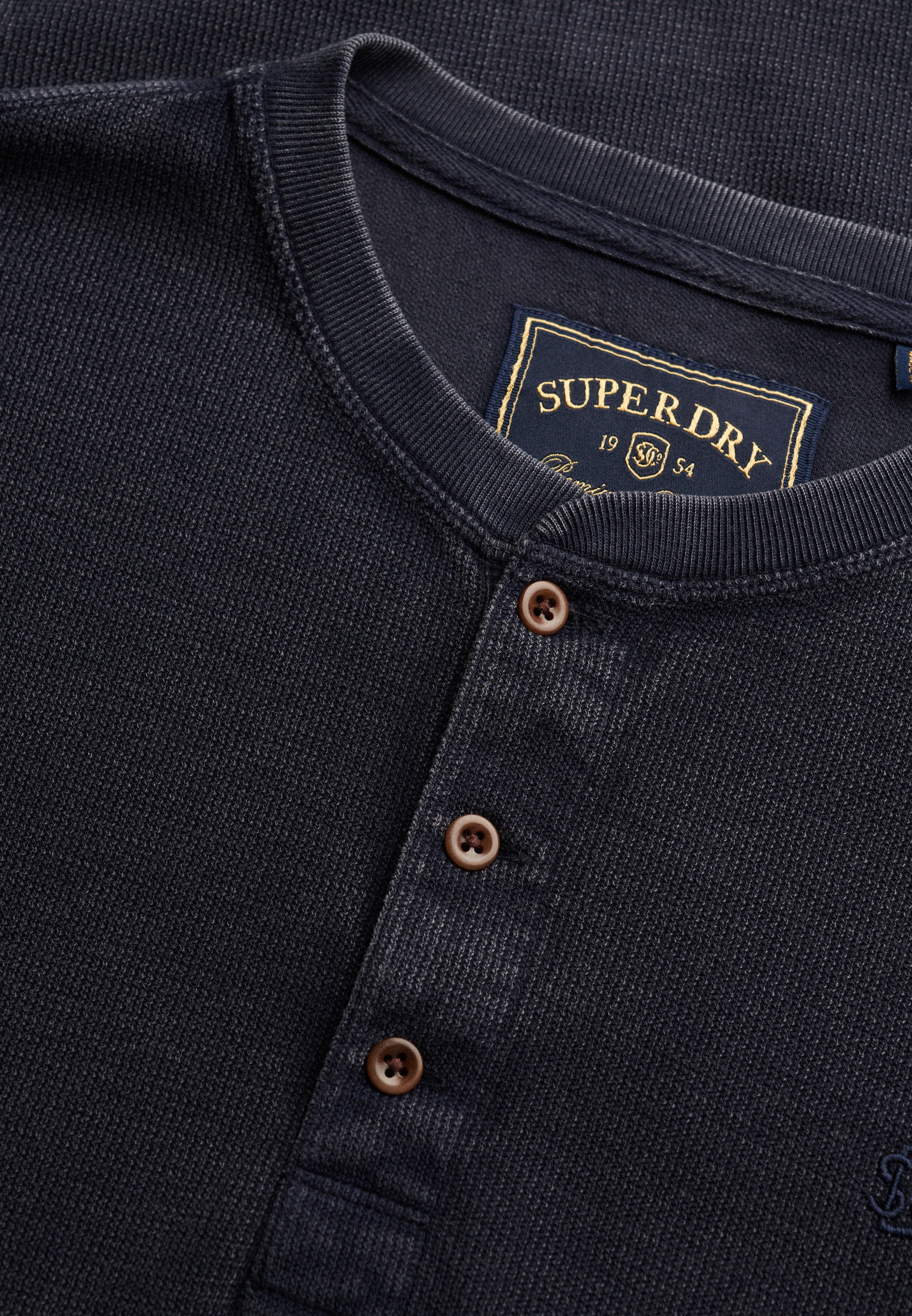 Superdry Langarmshirt »WAFFLE LONG SLEEVE HENLEY TOP« Baumwolle, relaxed fit