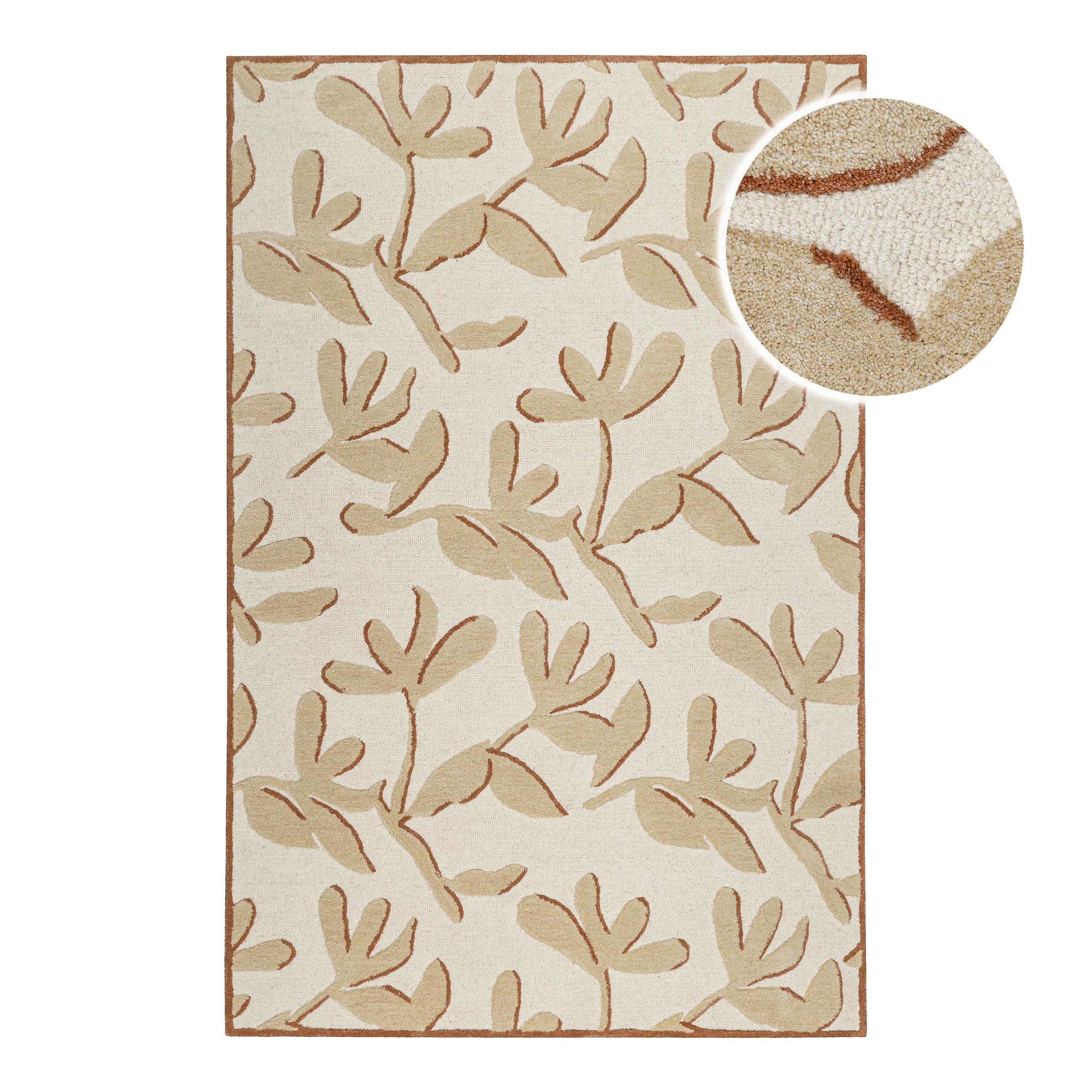 Wecon home Tapis »Summers Peak« Rectangulaire 16 mm Höhe Kurzflorteppich, Naturfaser, floral, Hoch-Tief-Effekt, handgetuftet