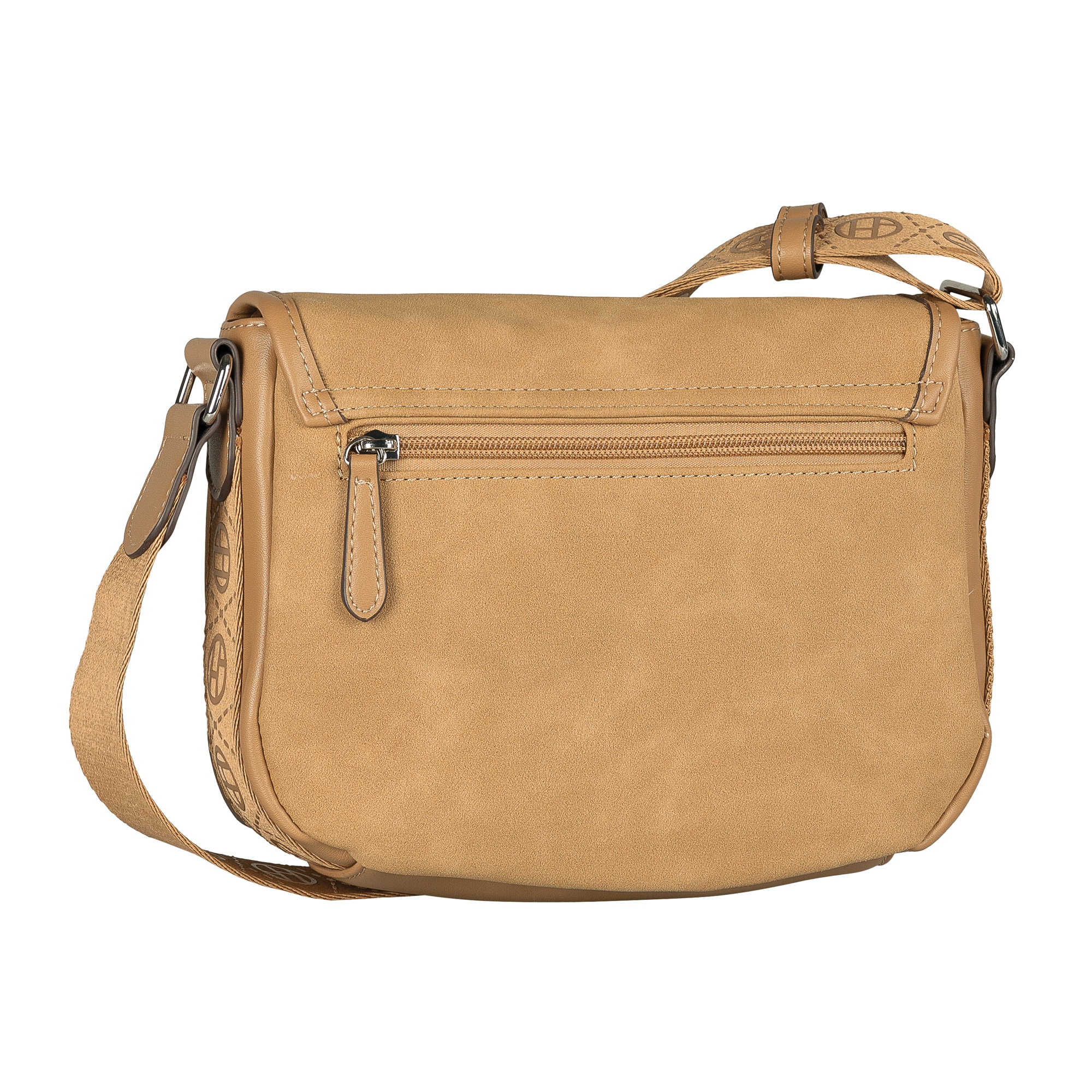 TOM TAILOR Satteltasche »Yara« feines Nubukimtat mit Glattlederimitat sowie Gewebeband mit Logodruck