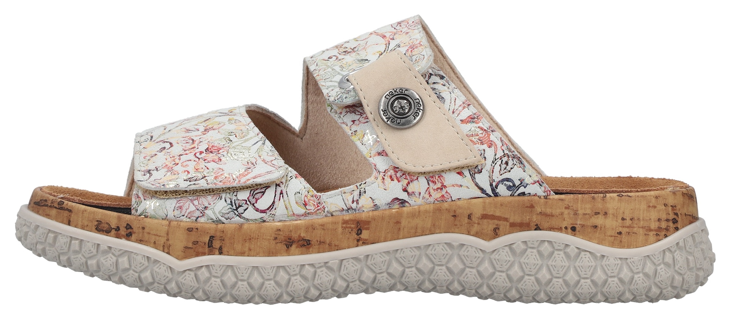 Rieker Pantolette  Sommerschuh, Schlupfschuh, Hausschuh mit Klettriemchen