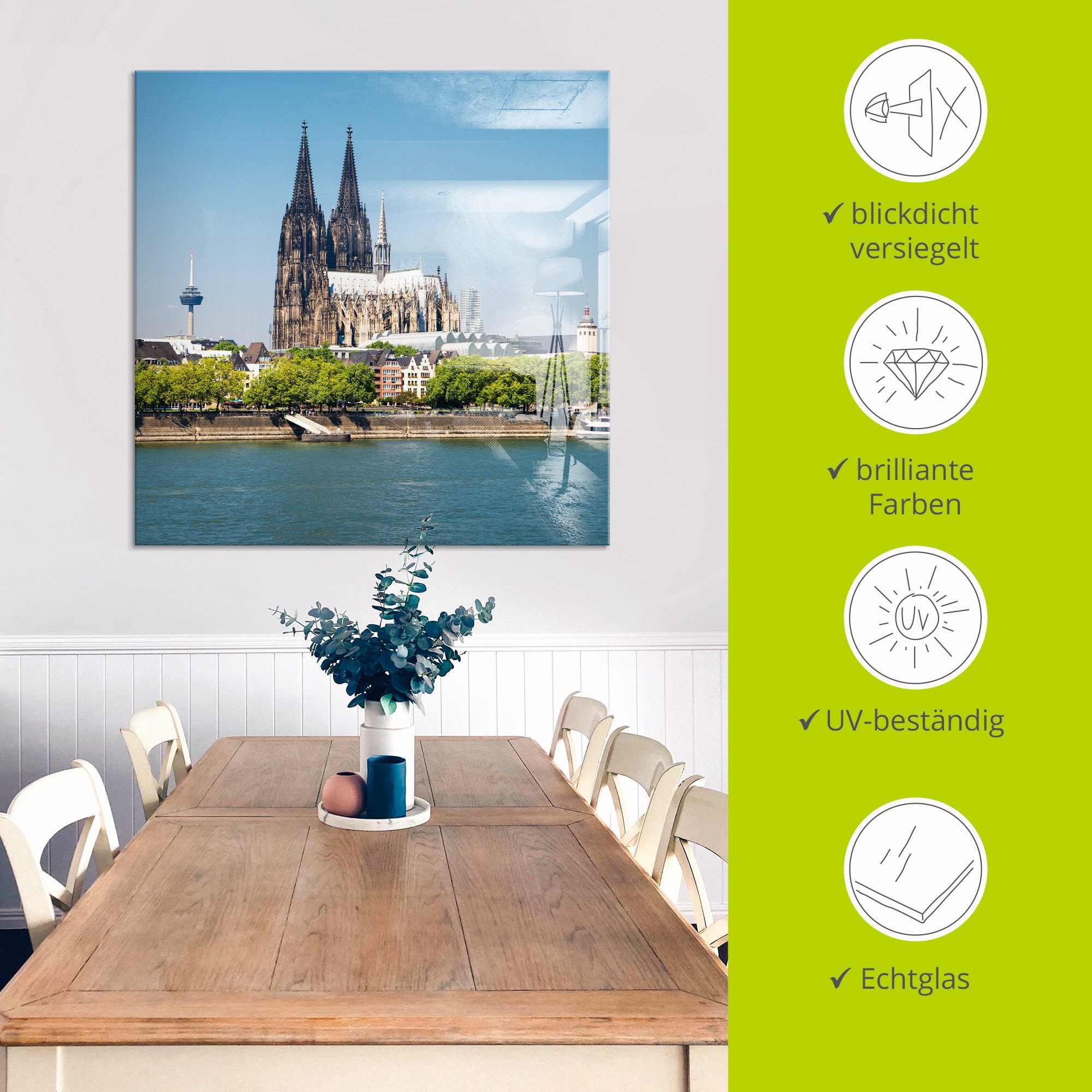 Artland Glasbild »Kölner Dom« Gebäude 1 Stk. tlg. in verschiedenen Grössen