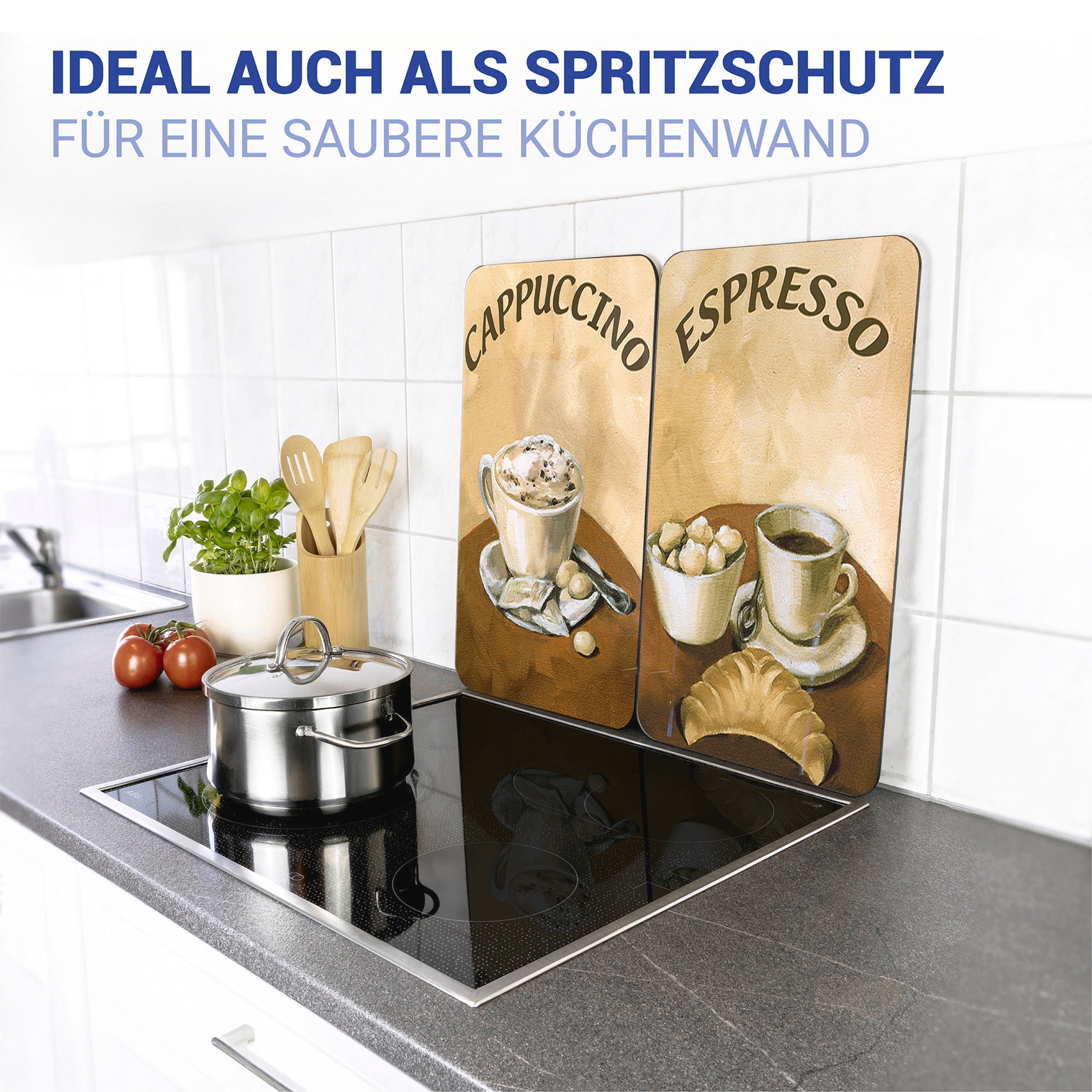WENKO Herd-Abdeckplatte »Universal Modell Kaffee« Herdabdeckung für alle Herdarten, kratzfest, mit rutschfesten Füssen