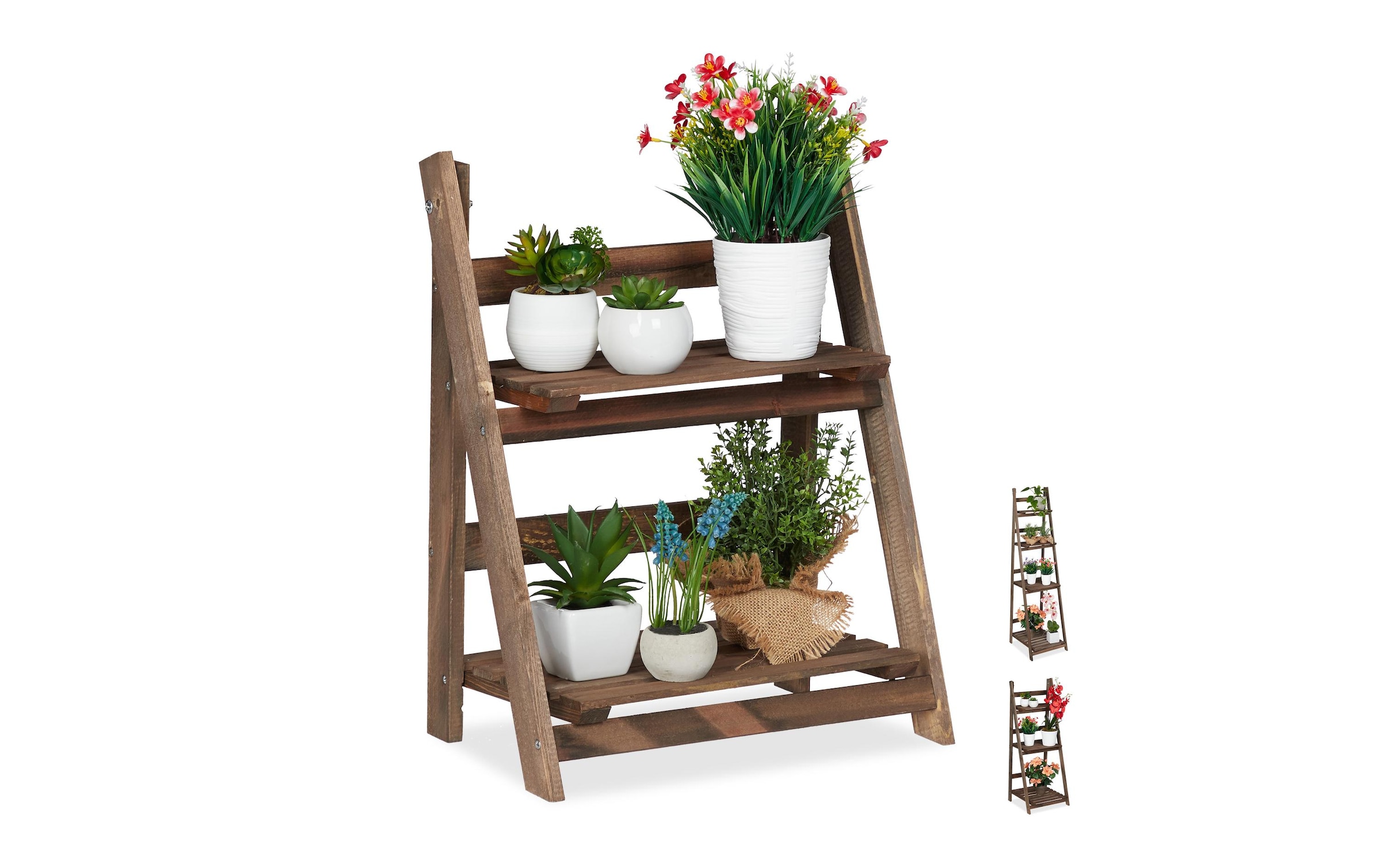relaxdays Escalier pour plantes »Holz klappbar«