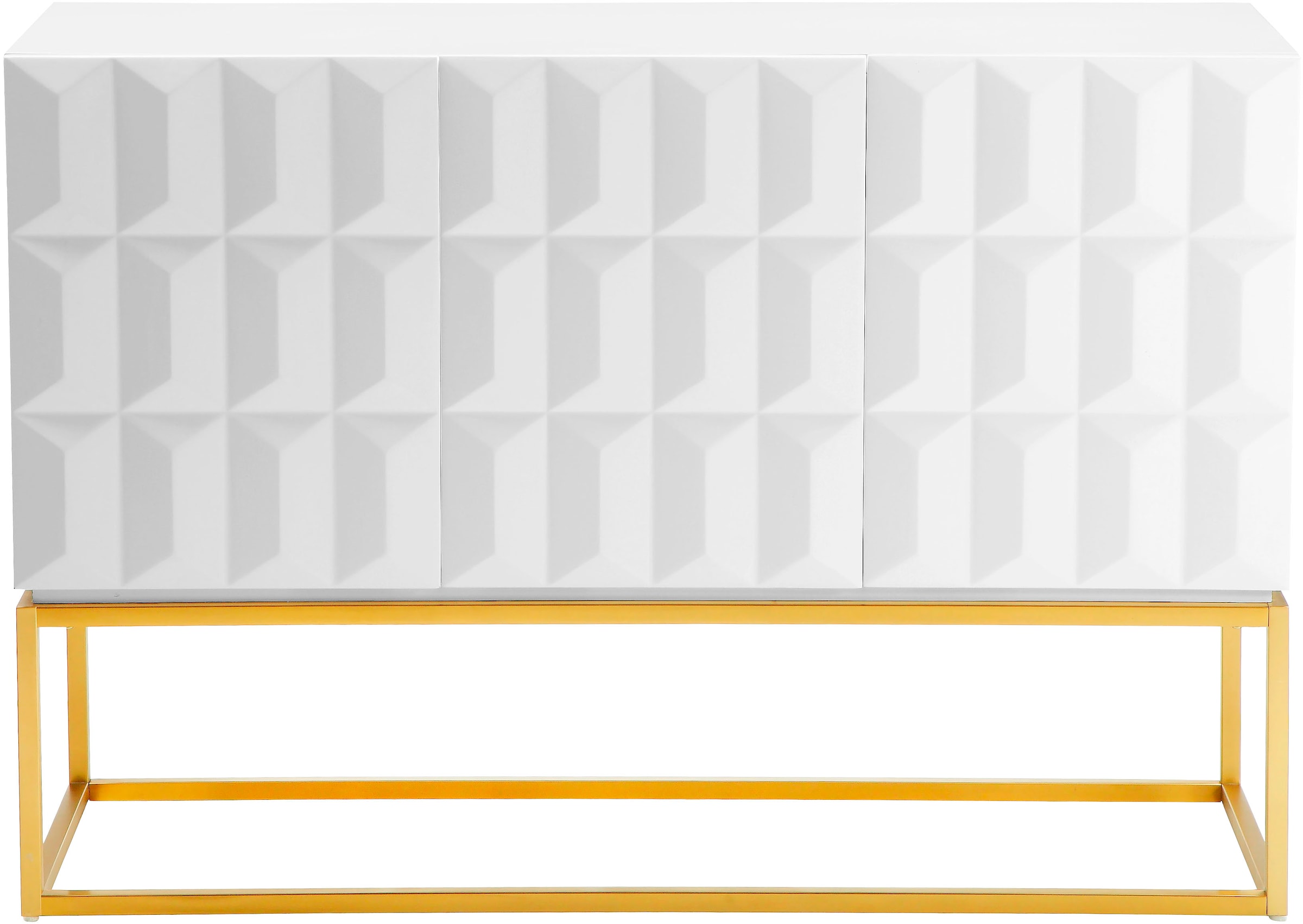 Leonique Sideboard »Alais, TOPSELLER!, OTTOs Choice« in 3D-Optik, mit viel Stauraum und goldfarbenem Metallgestell