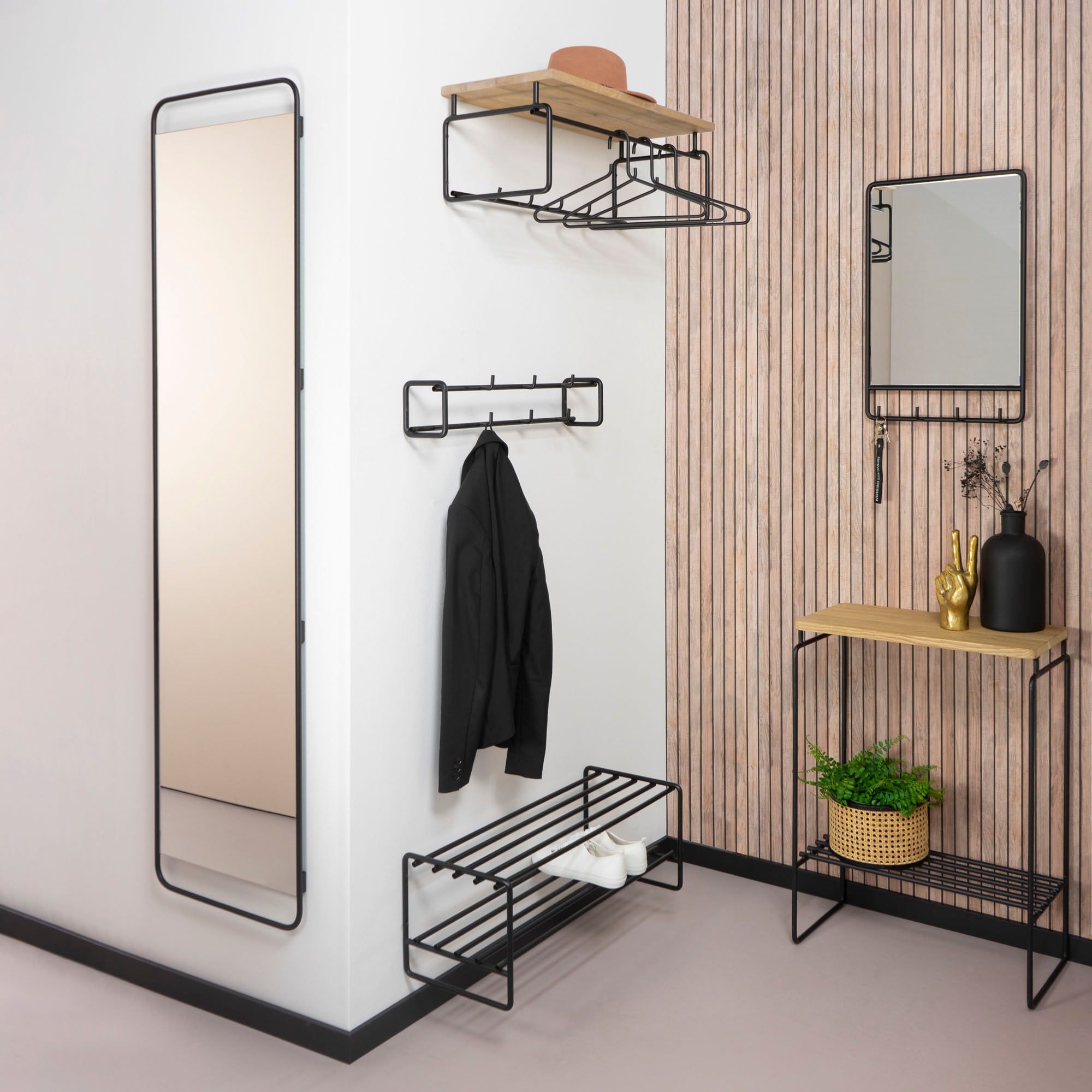 Spinder Design Barre de penderie »CLINT 1« porte-manteau mural mince et minimaliste en acier avec 8 crochets