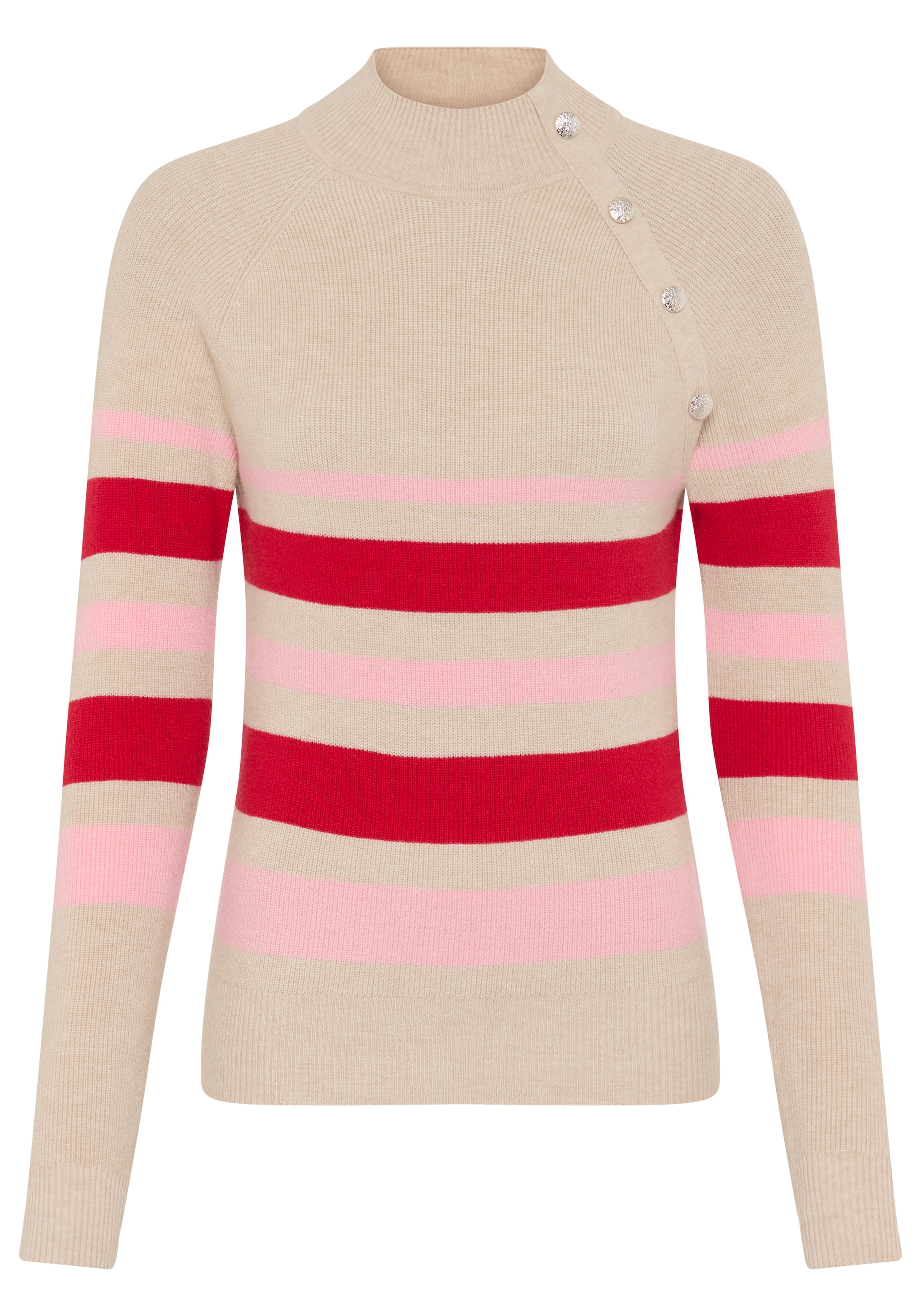 Laura Scott Strickpullover Winterstrick mit trendy Streifendesign und Knöpfen - NEUE KOLLEKTION