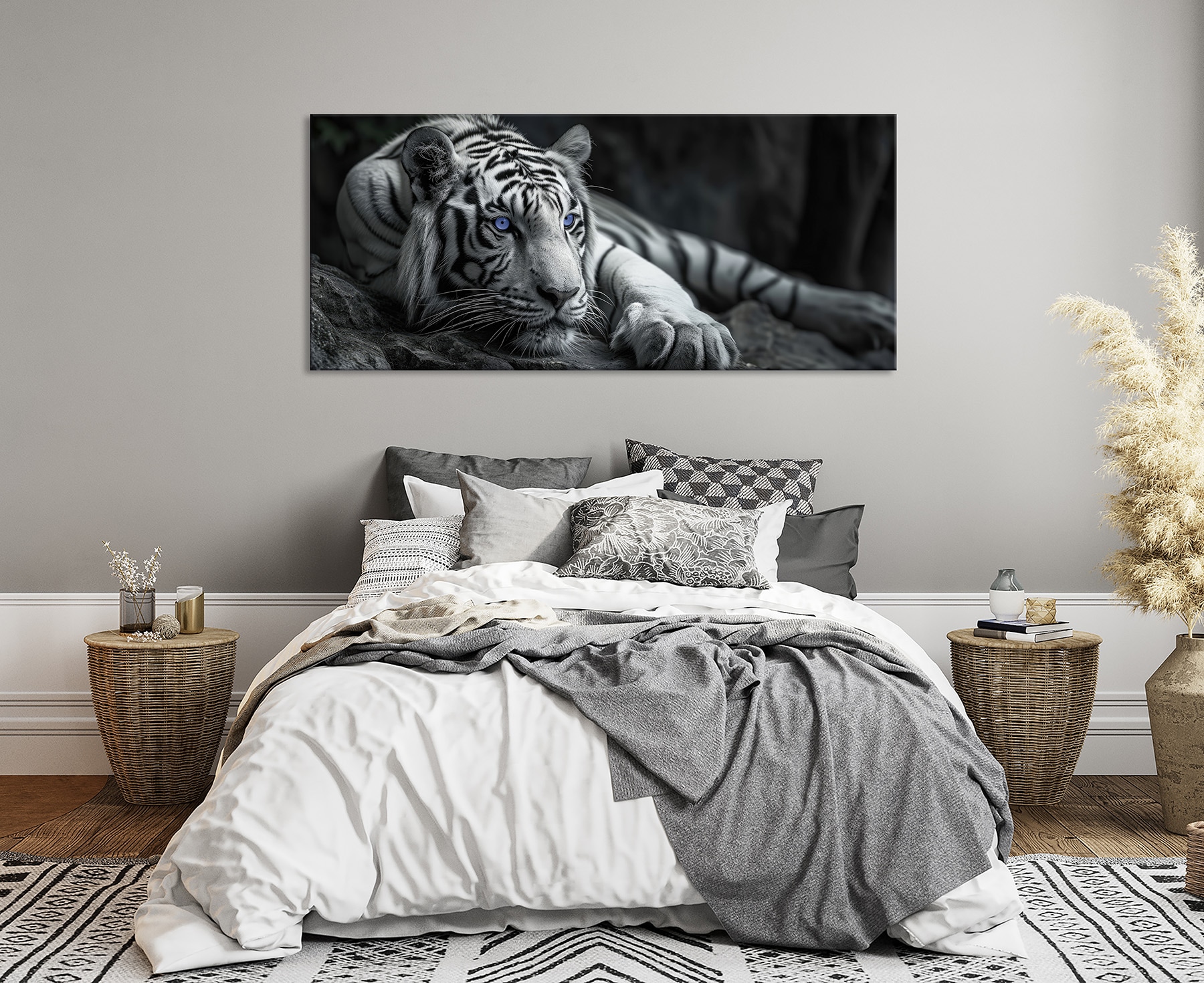 Bönninghoff Tableau sur toile »Wandbild TIGER XXL 60x140 cm – Leinwandbild Keilrahmen Deko modern« Animaux | Animaux sauvages | Félins | Tigre 1 cuis tlg. tendu sur châssis