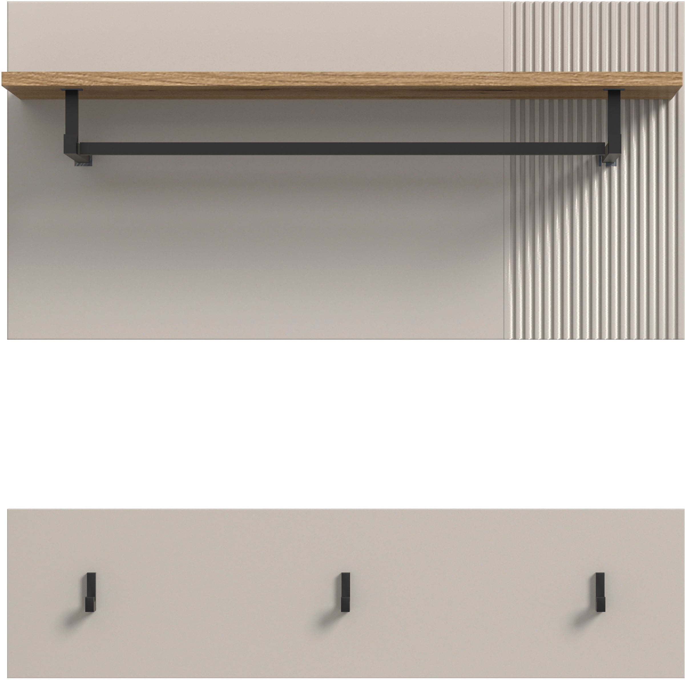 Home affaire Panneau de vestiaire »EDIL, Breite 80cm, 2-teilig, Hakenleiste & Paneel« moderne Farbkombination, Haken aus Metall,  Paneel, Garderobe, Wandboard, Ablage, Wandpaneel