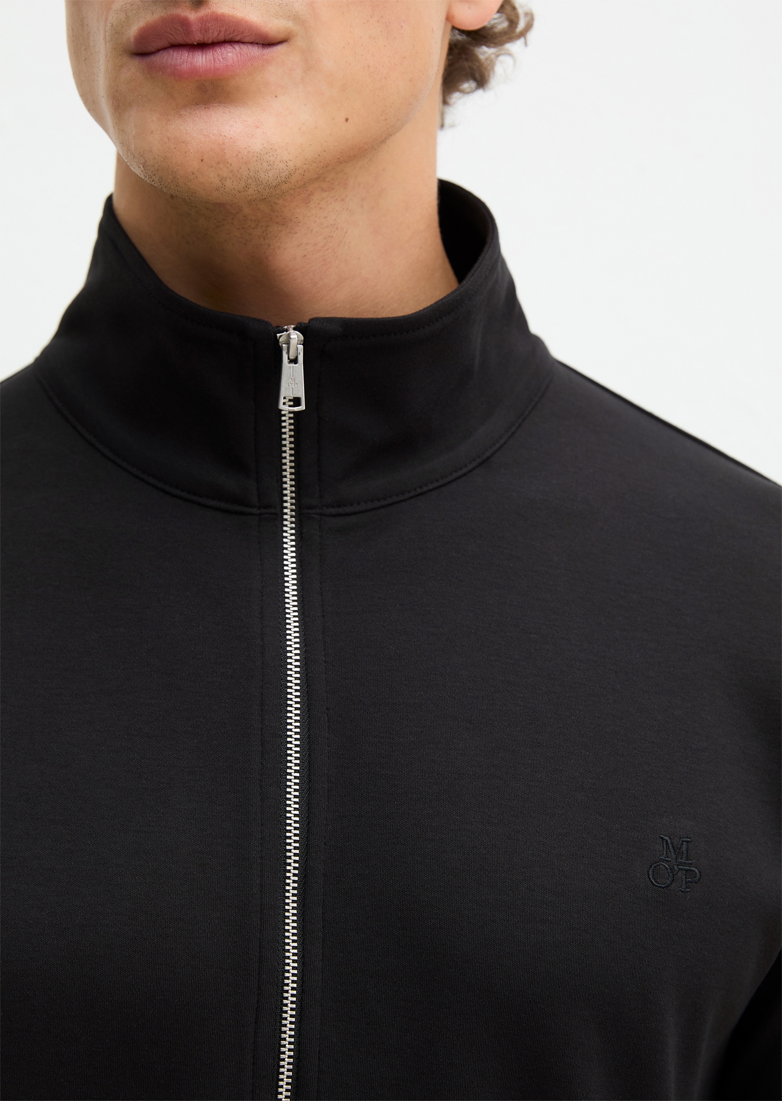 Marc O'Polo Sweatjacke »Mix N Match Interlock« mit kleinem Stehkragen, Reissverschluss und langen Ärmeln