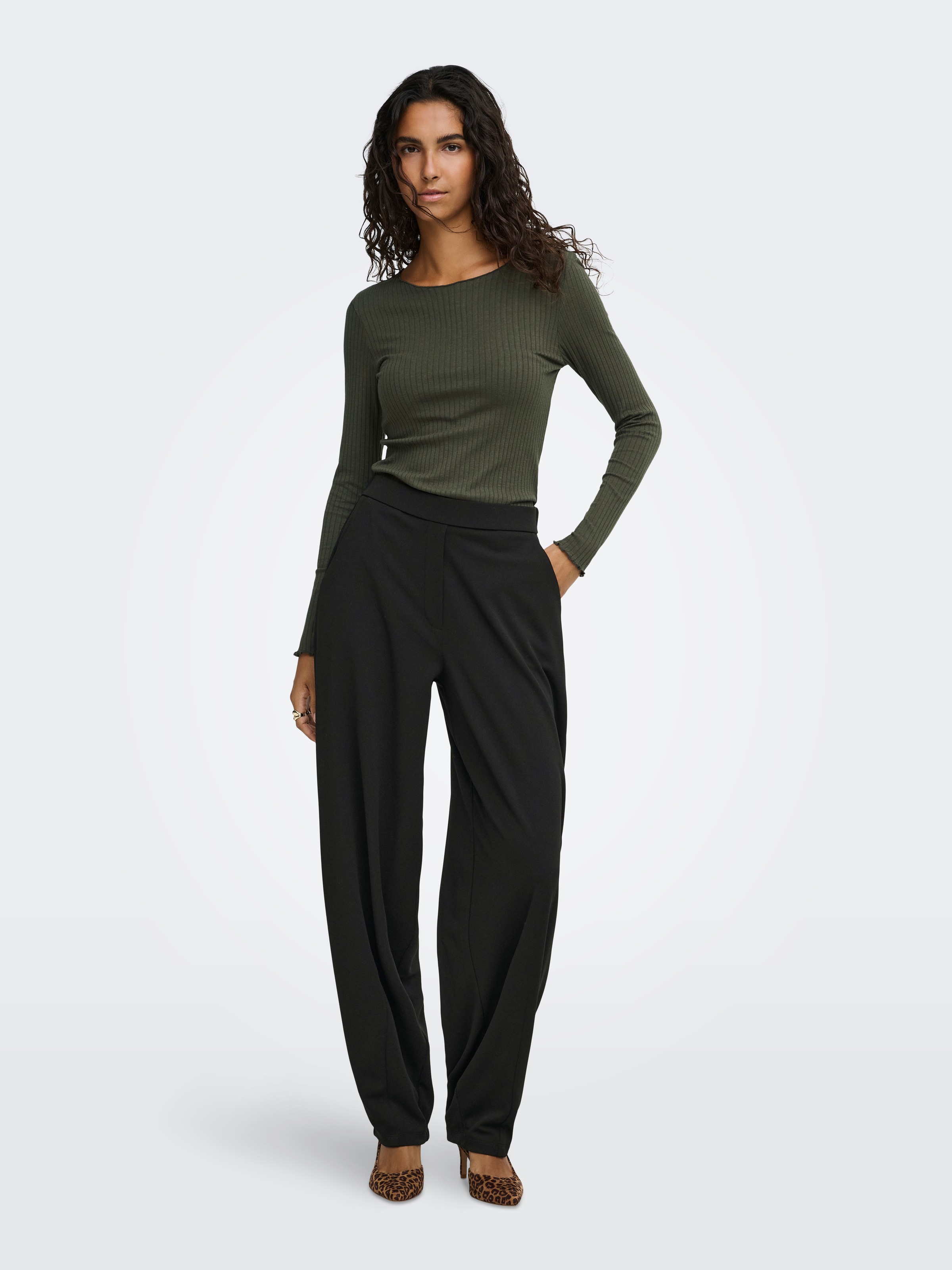 JDY Pantalon en jersey »JDYGEGGO LIFE ONE BAR PANT JRS NOOS«  mélange de matières, coupe barrel
