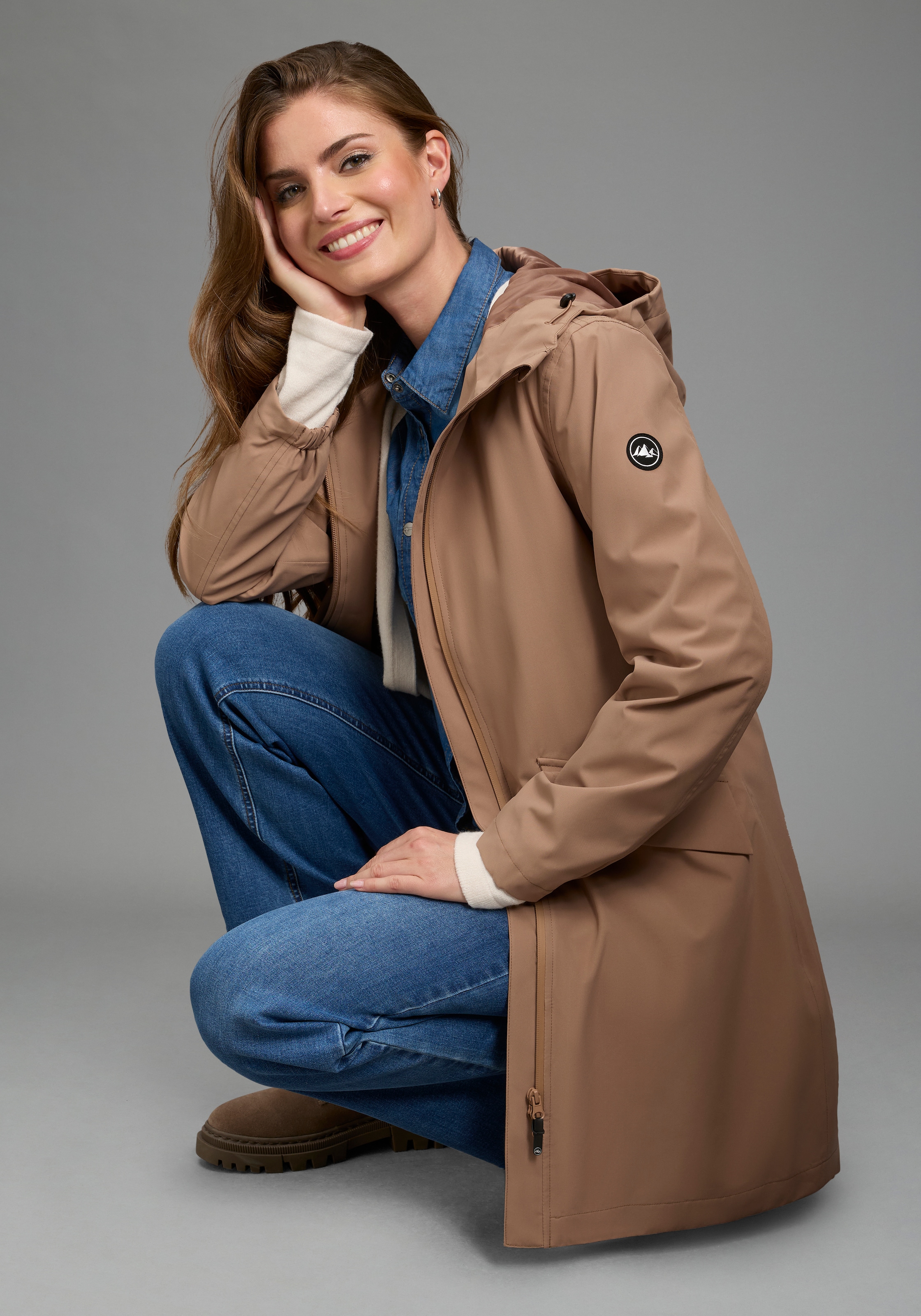 Polarino Veste fonctionnelle avec capuche léger & flexible, adapté à la pluie, imperméable, respirant