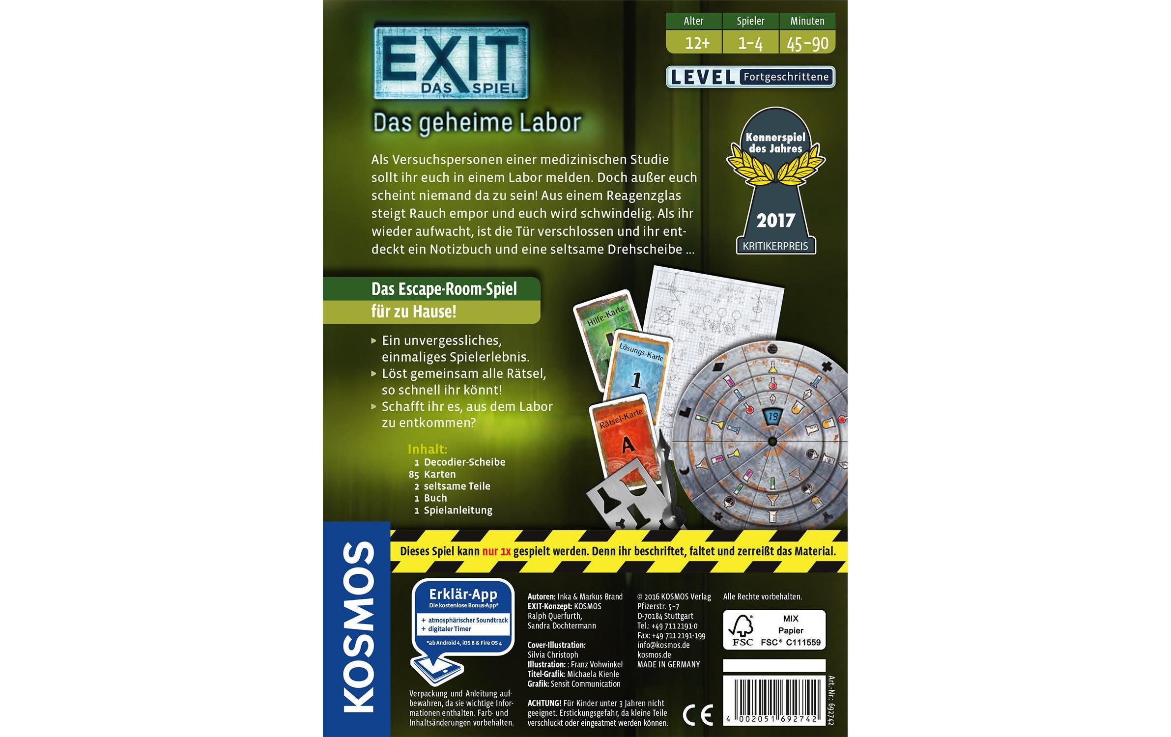 Kosmos Spiel »EXIT: Das geheime Labor«