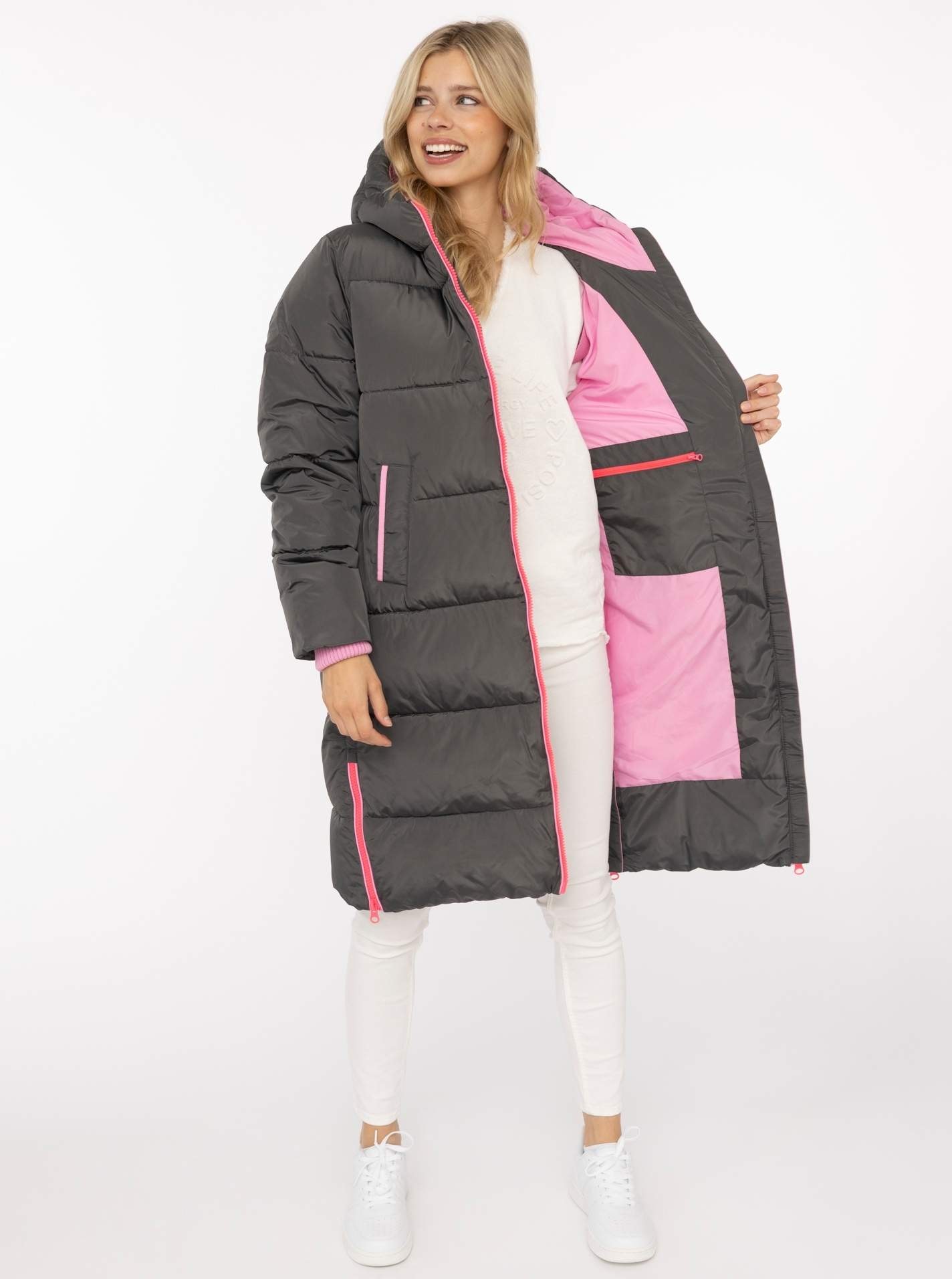 Zwillingsherz Steppmantel »„Cozy“« Kapuze, farbliche Details, Reissverschluss, elastische Bündchen