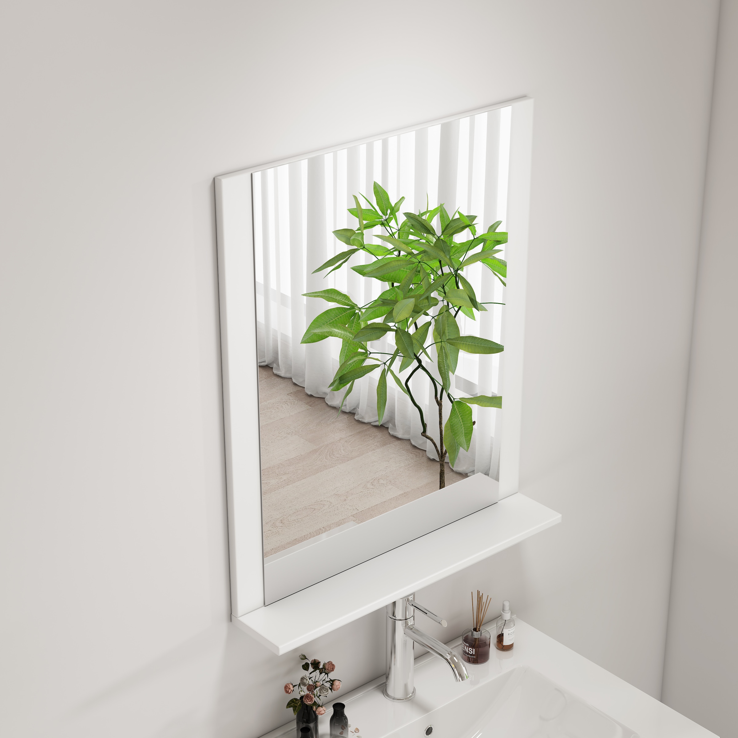 welltime Badspiegel »AMSTERDAM« in zwei Breiten 60cm, 80cm mit praktischer Ablagefläche