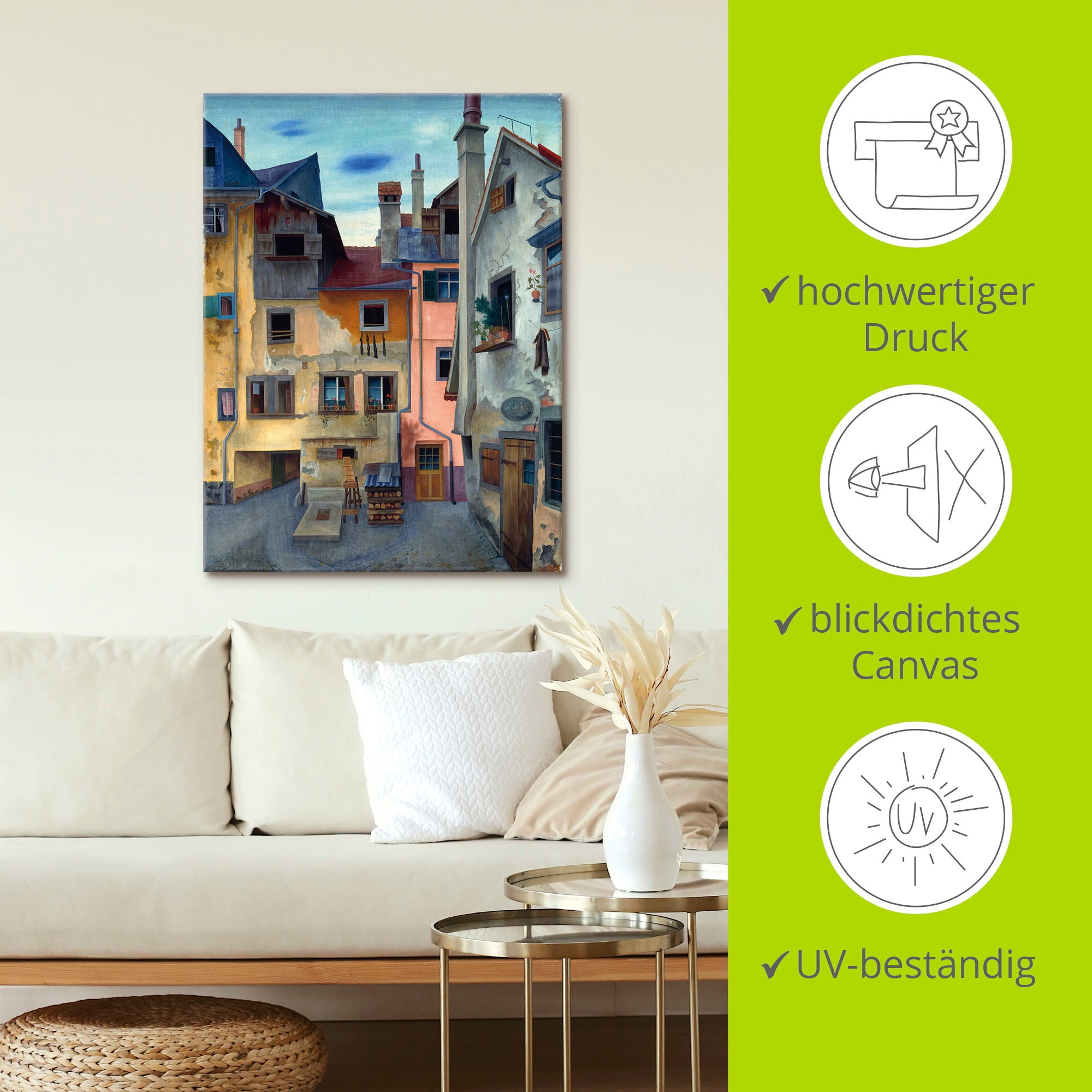 Artland Tableau sur toile »Alte Häuser in Lindau« 1 cuis tlg. auf Holzrahmen gespannt