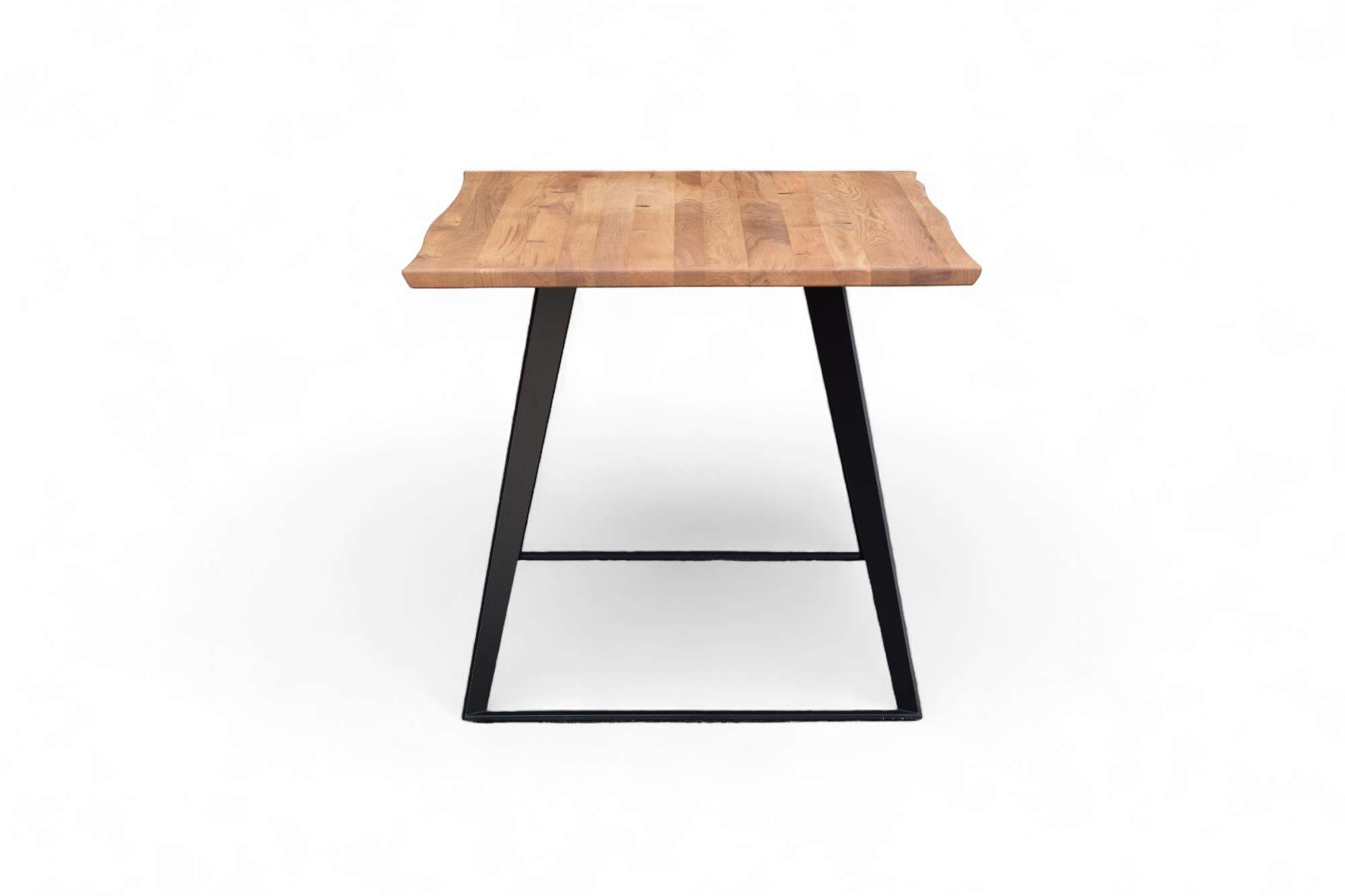 Home affaire Esstisch »Talwiese Küchentisch, U-Form Metallgestell, Wildeiche massiv geölt« Baum Kante oder Schweizer Kante, erhältlich in 3 Grössen und 2 Farben