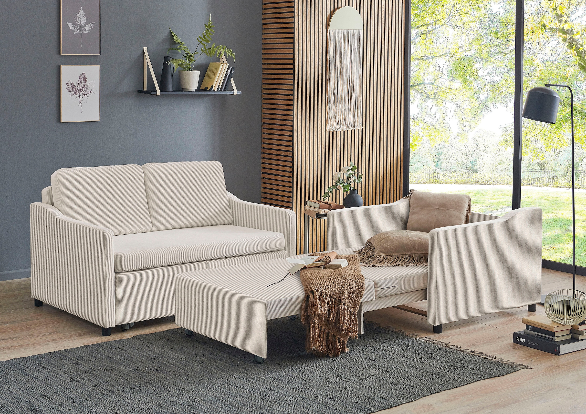 ATLANTIC home collection Schlafsofa »Anella« mit Cord-Bezug, mit Schlaffunktion, frei im Raum stellbar