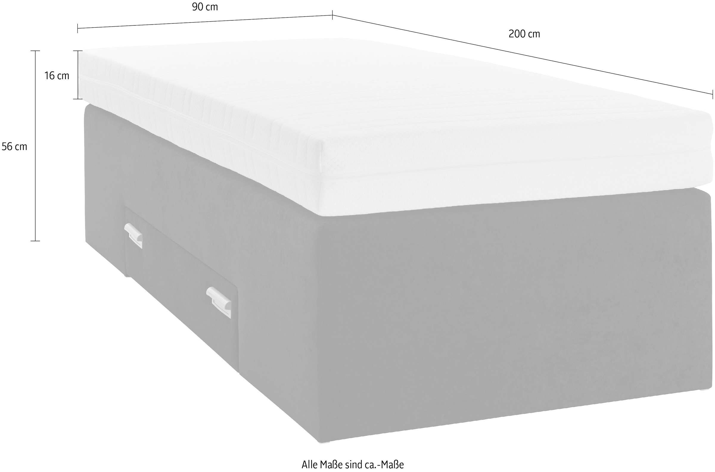 Westfalia Schlafkomfort Lit boxspring avec tiroir intégré, positionnable librement dans la pièce