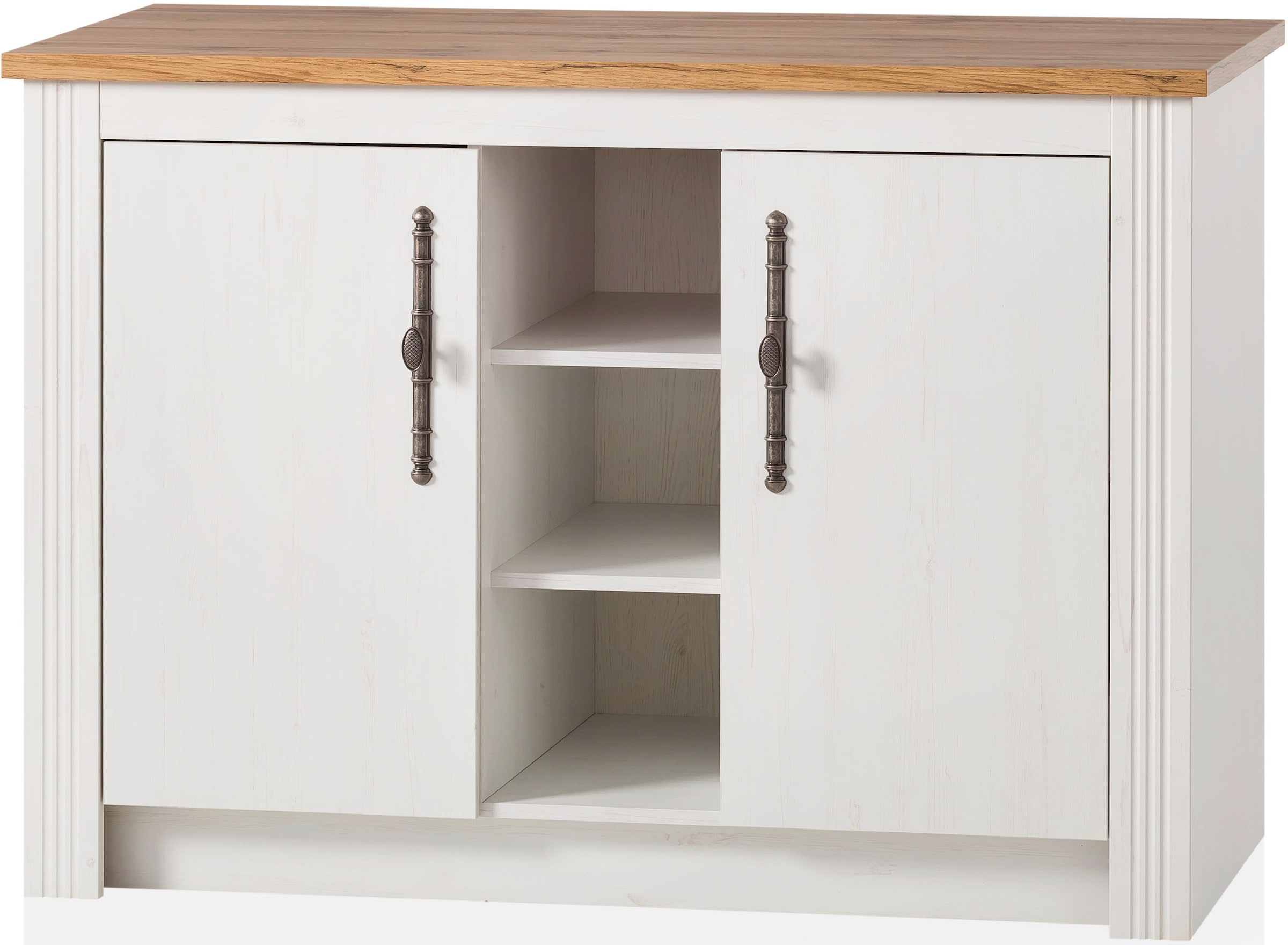 GOODproduct Küchenzeile »KS-Westminster, Pantryküche im Landhaus Stil, hochwertige Metallgriffe« Set,  Breite 294 cm, Kommoden, Wandpaneel, Hängeschrank, Herdumbau