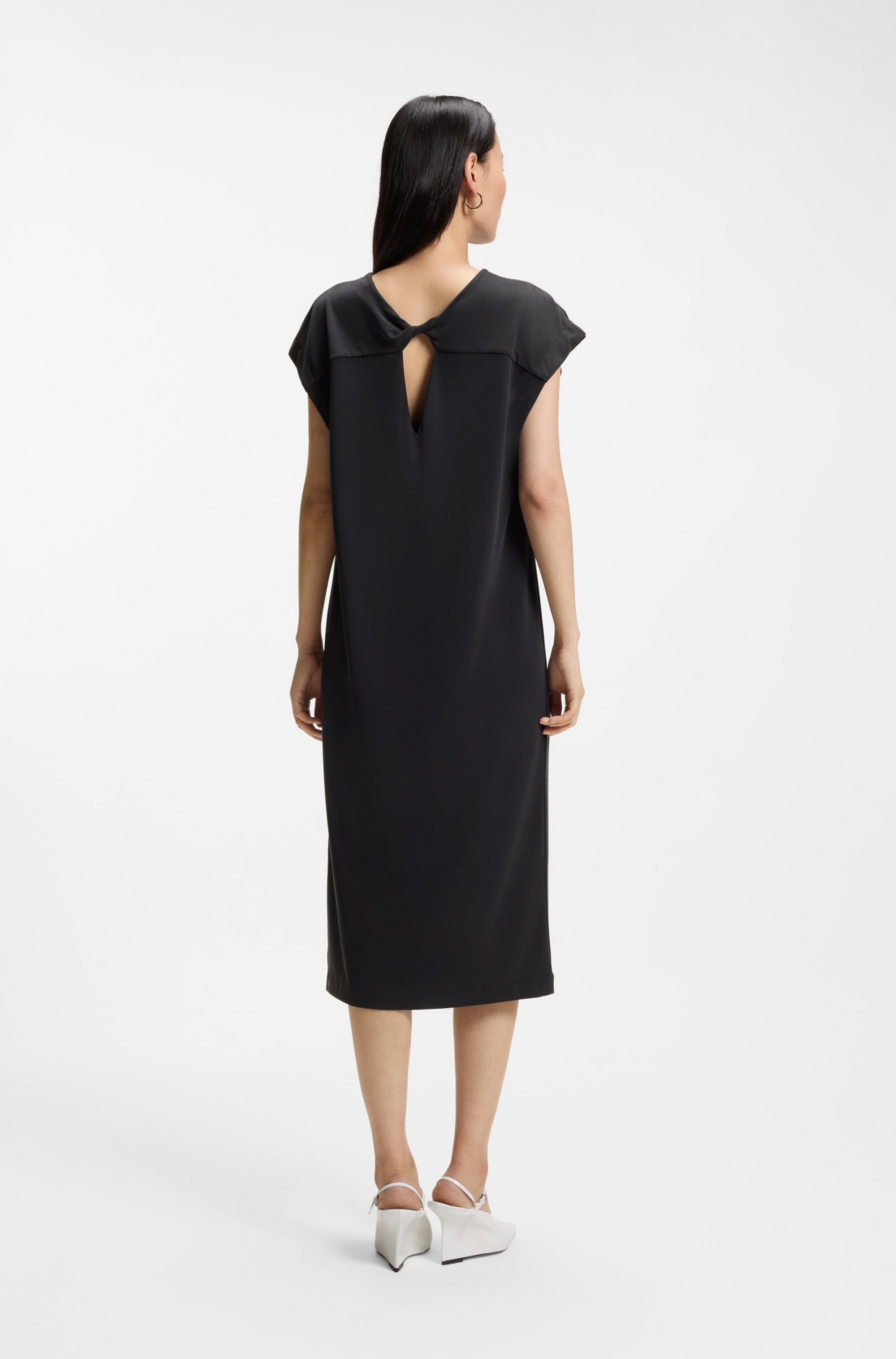 BOSS ORANGE Robe midi »Endra Premium Damenmode« avec détail noué, coupe droite